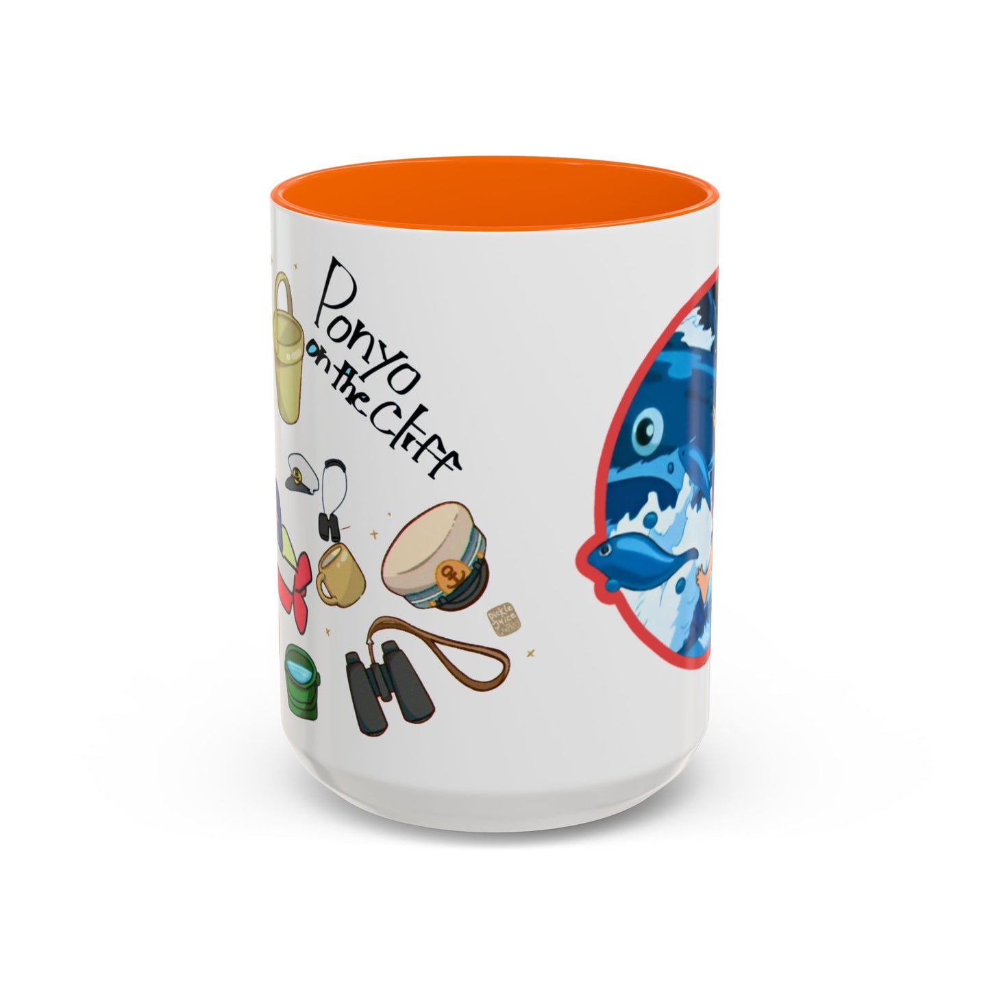 Ponyo Accent Mug – Studio Ghibli Collage Color Handle Cup 11oz & 15oz – Cute Anime Ocean Gift for Fans