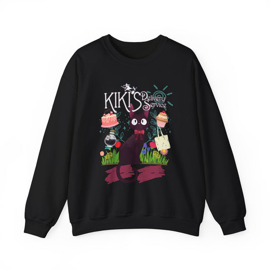 Jiji Collage Studio Ghibli Sweatshirt – Cozy 100% Cotton Anime Pullover Featuring Kiki’s Cat