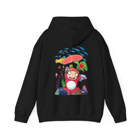 Ponyo Jam Back Print Hoodie – 100% Cotton Studio Ghibli Anime Sweatshirt for Fan
