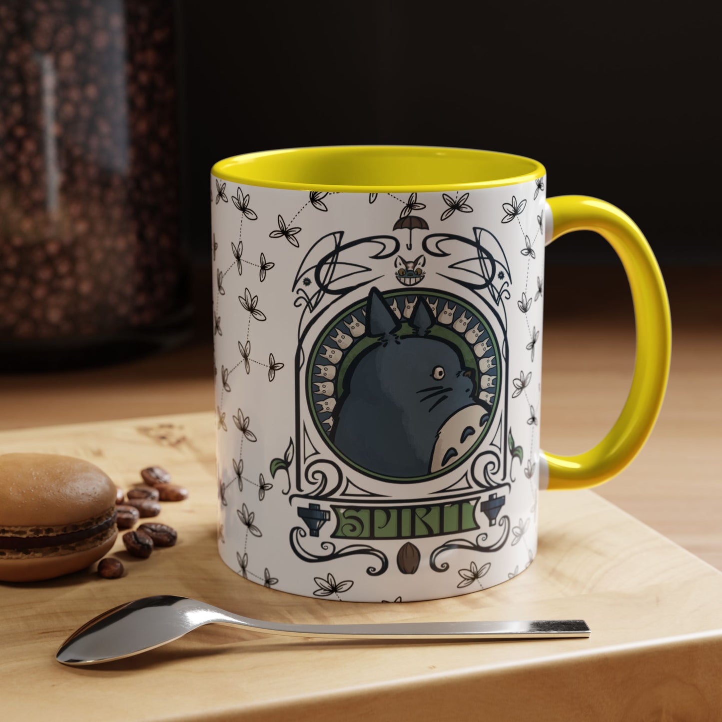 Totoro Spirited Ghibli Accent Handle Mug – 11oz & 15oz Anime Cup – Studio Ghibli Coffee Gift