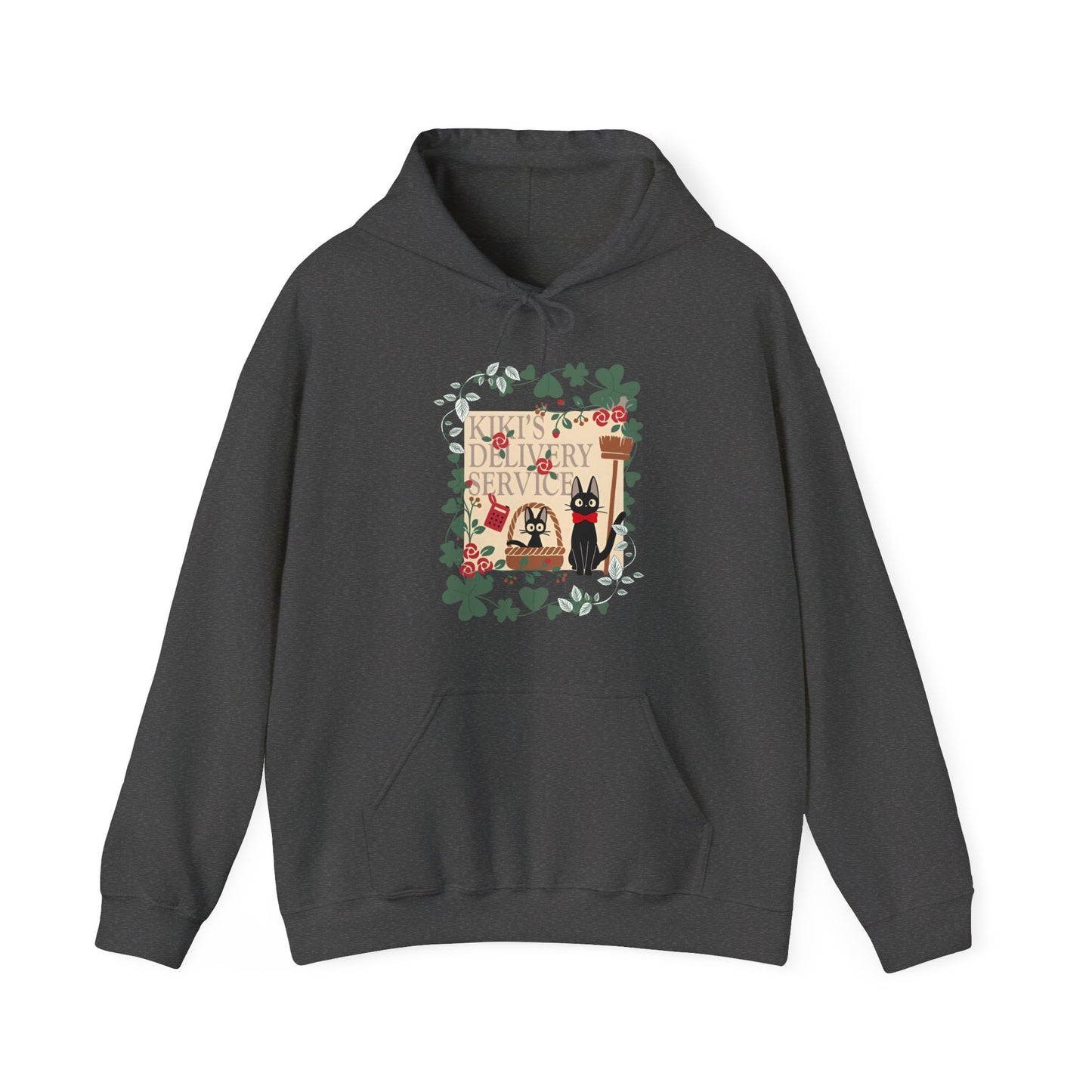 Kiki’s Delivery Service Hoodie – 100% Cotton Studio Ghibli Hoodie with Kiki and Jiji Design