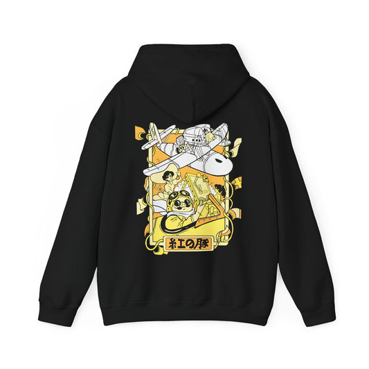 Porco Rosso Back Print Hoodie – 100% Cotton Studio Ghibli Vintage Anime Hoodie
