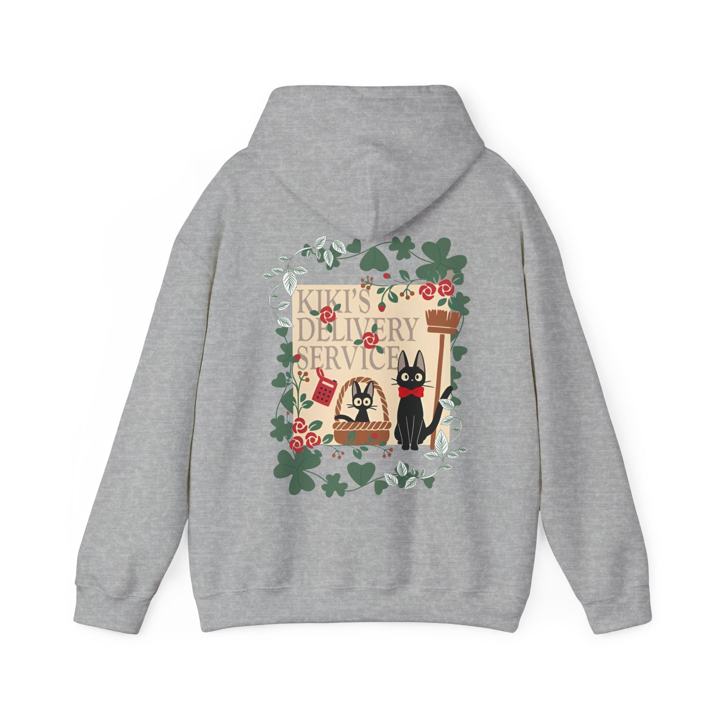 Kiki’s Delivery Service Back Print Hoodie – 100% Cotton Studio Ghibli Hoodie Featuring Kiki and Jiji