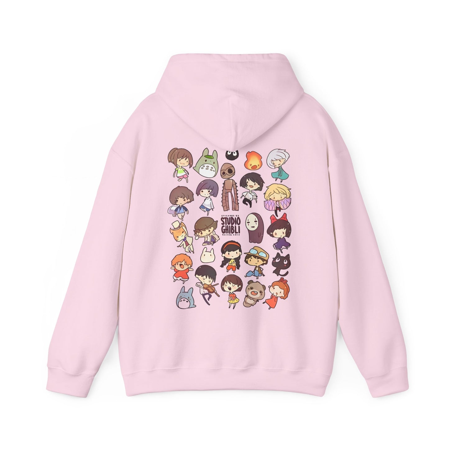 Chibi Studio Ghibli Characters Back Print Hoodie – 100% Cotton Anime Pullover for Ghibli Fans