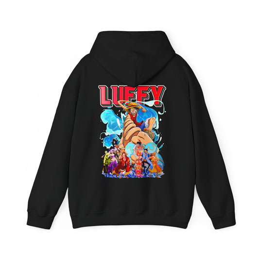 Luffy and Friends One Piece Back Print Hoodie – 100% Cotton Anime Pullover for Fans