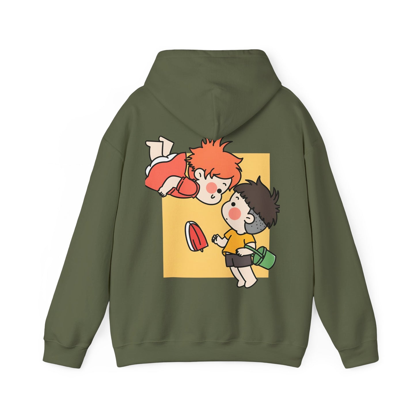 Ponyo & Sosuke Back Print Hoodie – 100% Cotton Gildan 18500 | Studio Ghibli Anime