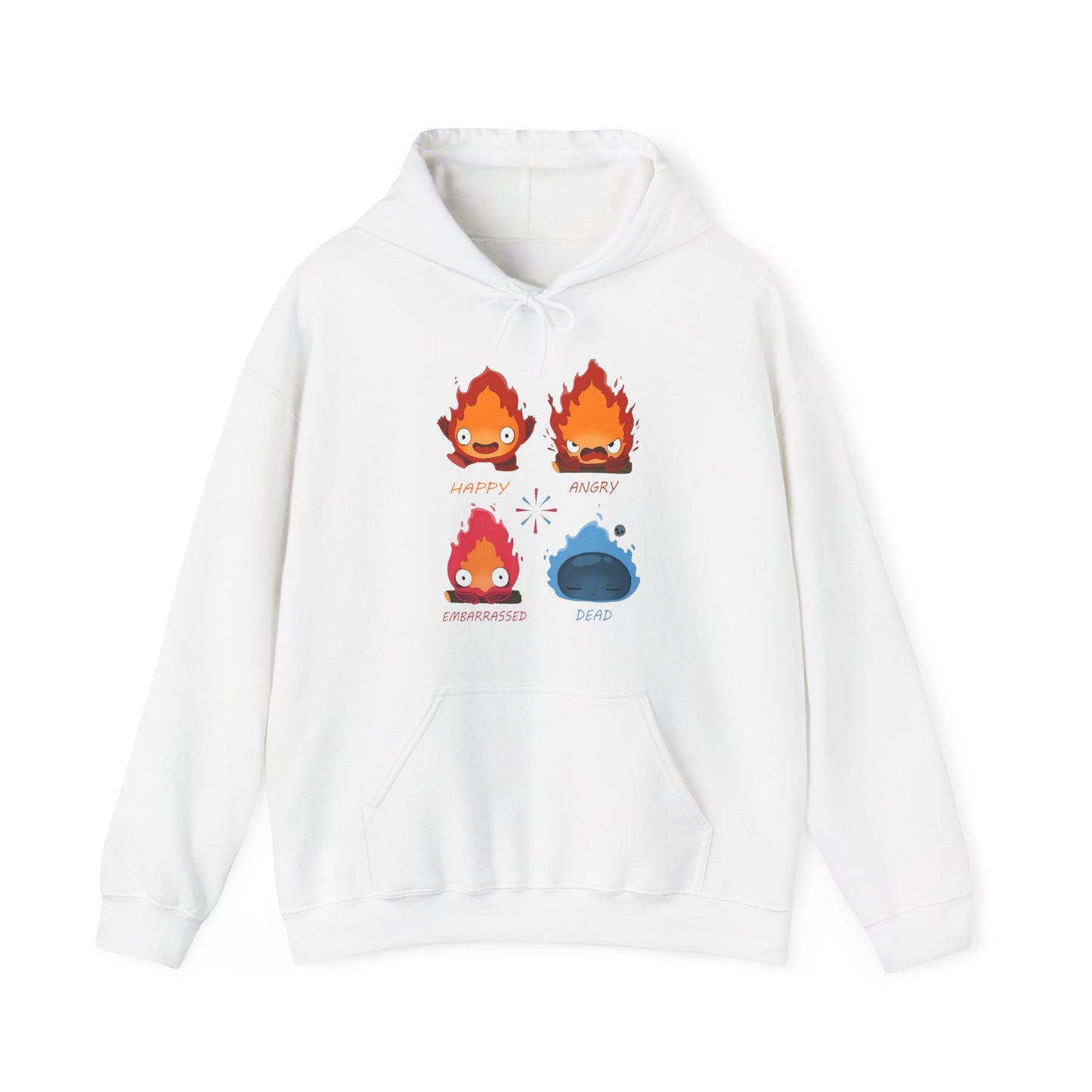 Funny Calcifer Faces Hoodie – 100% Cotton Howl’s Moving Castle Ghibli Anime Pullover