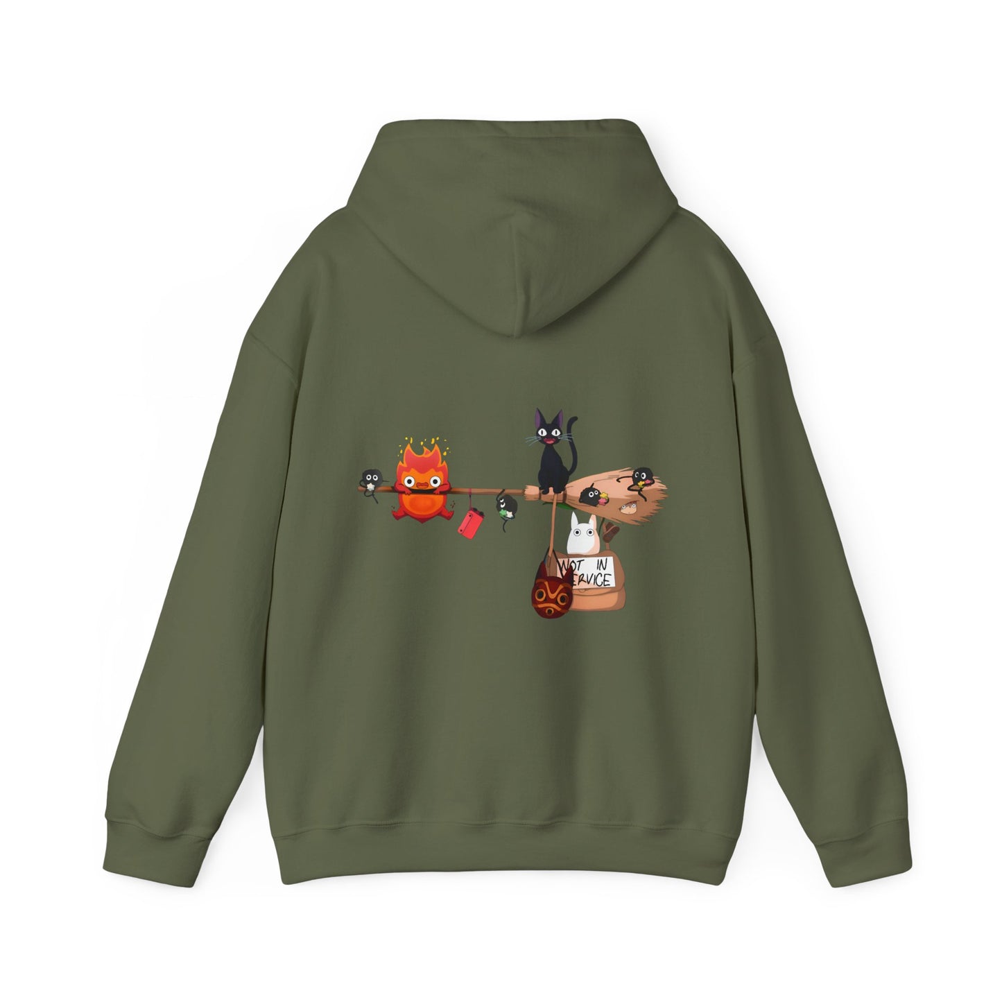Calcifer Jiji Soot Sprites Back Print Hoodie – 100% Cotton Studio Ghibli Anime Hoodie