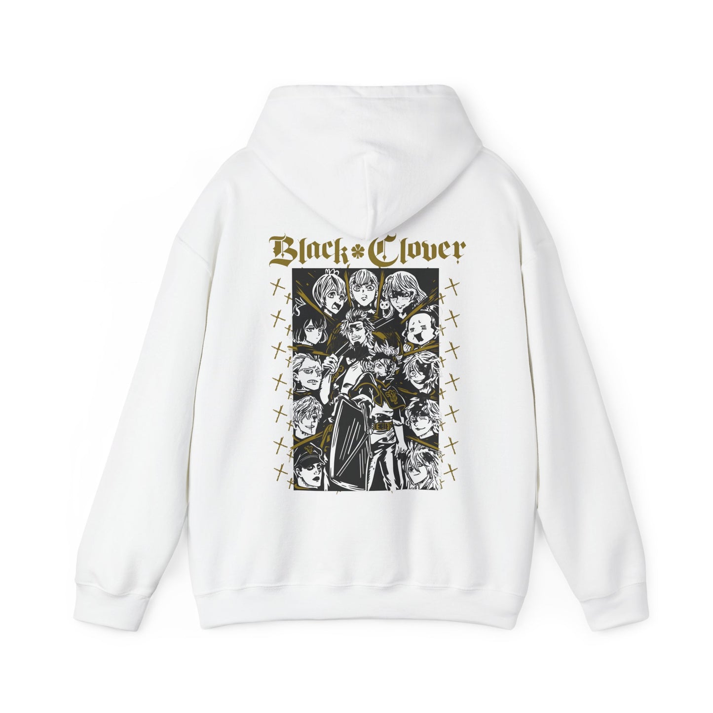 Black Clover Back Print Hoodie – 100% Cotton Anime Sweatshirt with Asta, Yuno & Noelle – Stylish Back Graphic Pullover