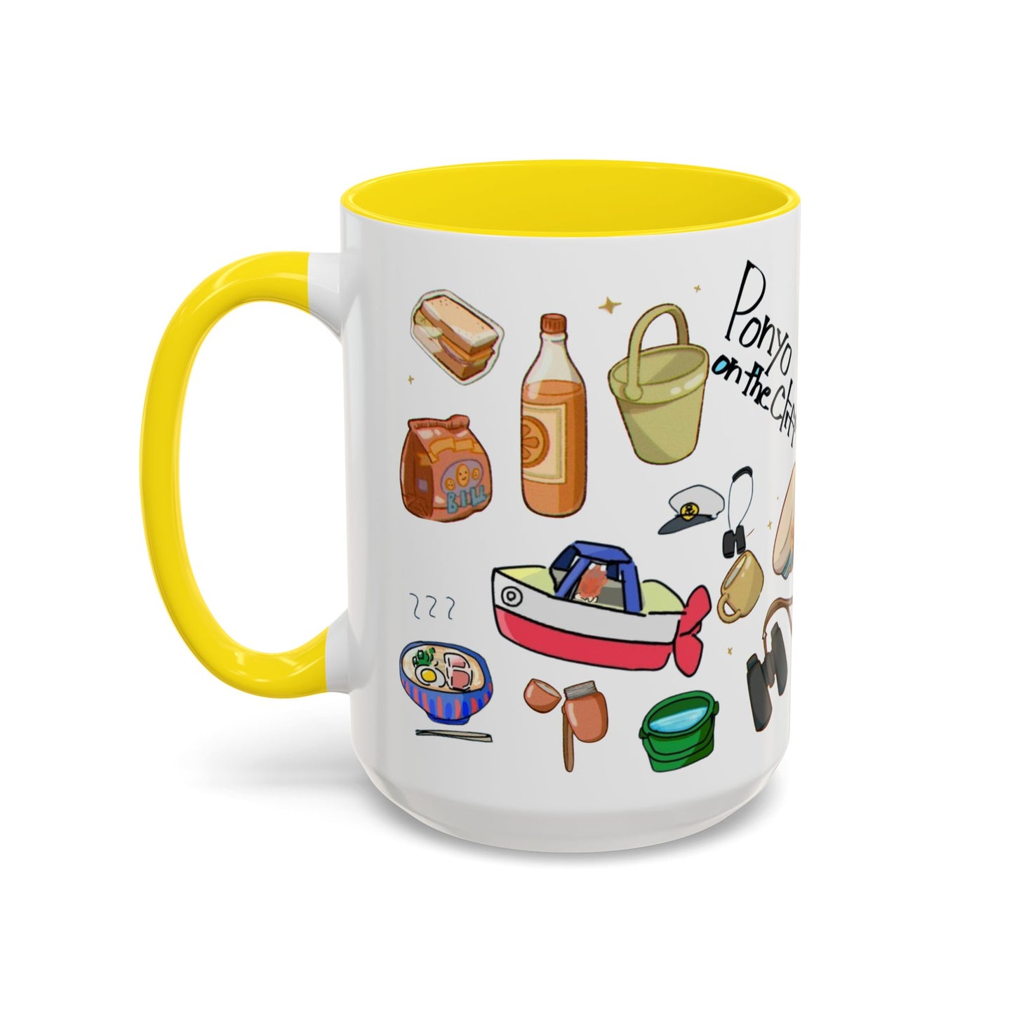 Ponyo Accent Mug – Studio Ghibli Collage Color Handle Cup 11oz & 15oz – Cute Anime Ocean Gift for Fans