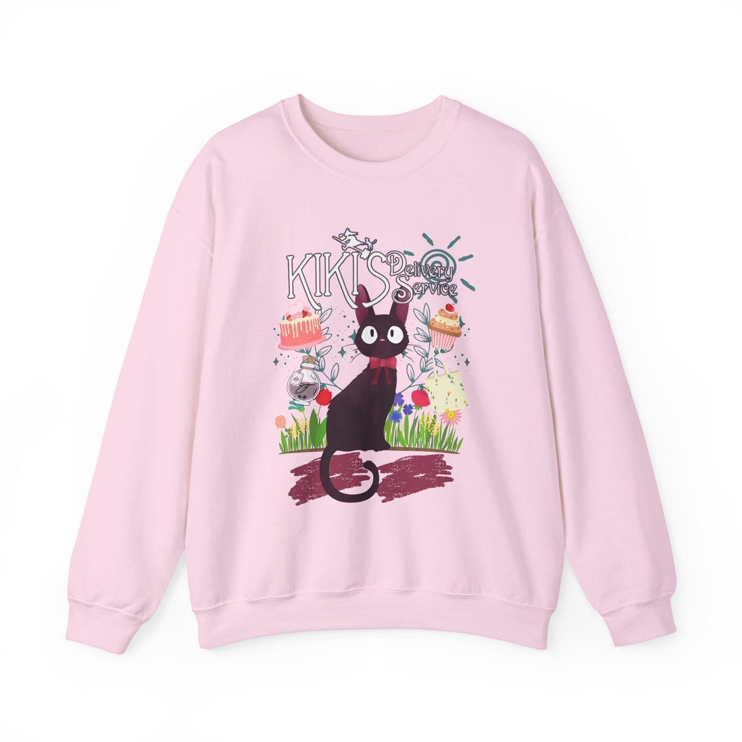 Jiji Collage Studio Ghibli Sweatshirt – Cozy 100% Cotton Anime Pullover Featuring Kiki’s Cat