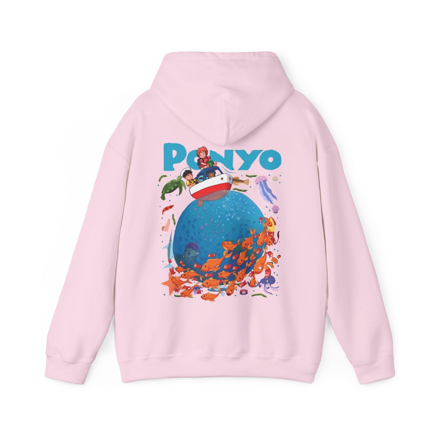 Ponyo and Sosuke Boat Back Print Hoodie – 100% Cotton Studio Ghibli Inspired Pullover