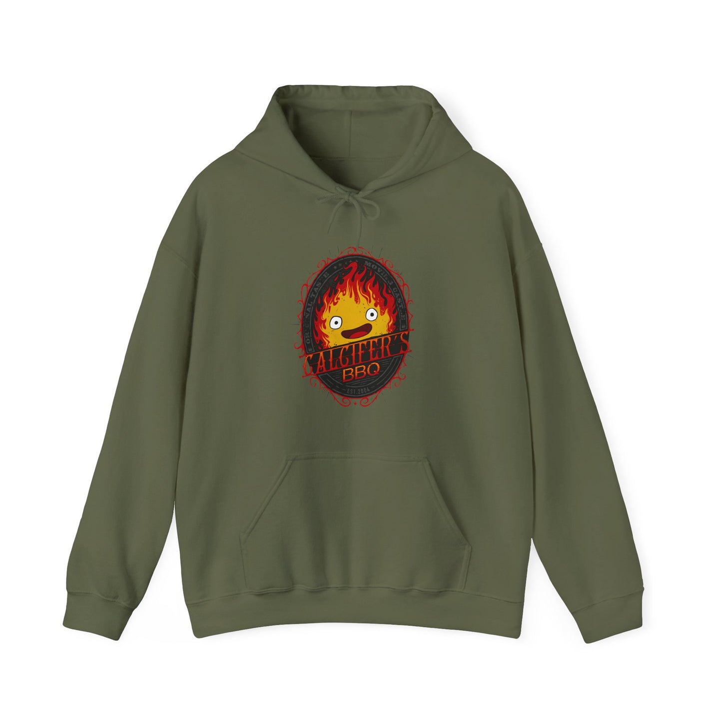 Calcifer BBQ Demon Flame Hoodie – 100% Cotton Studio Ghibli Funny Anime Hoodie