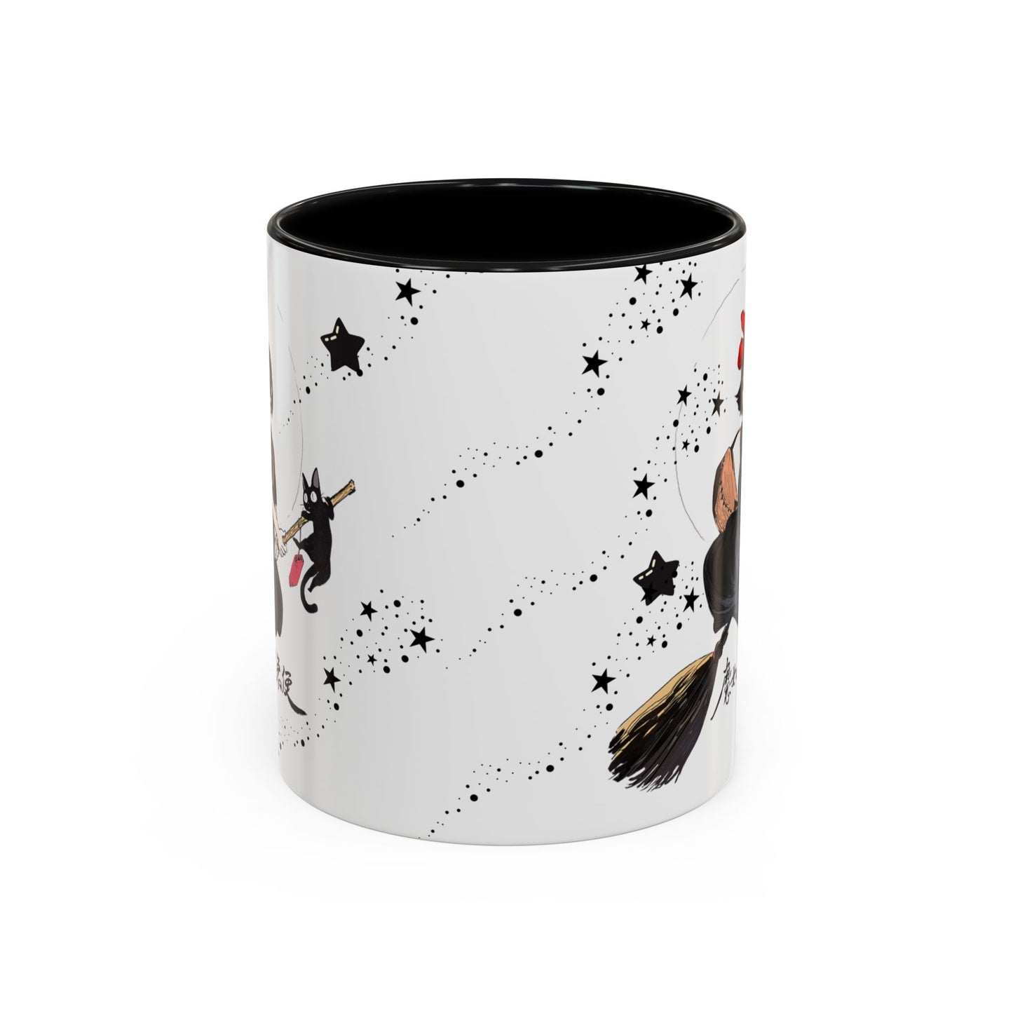Kiki’s Delivery Service Accent Mug – 11oz & 15oz Ceramic Cup with Colored Handle – Studio Ghibli Anime Gift