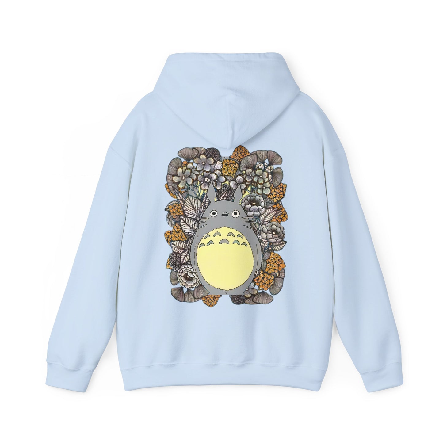 Totoro Plants Back Print Hoodie – 100% Cotton Studio Ghibli Hoodie with Totoro and Nature Design