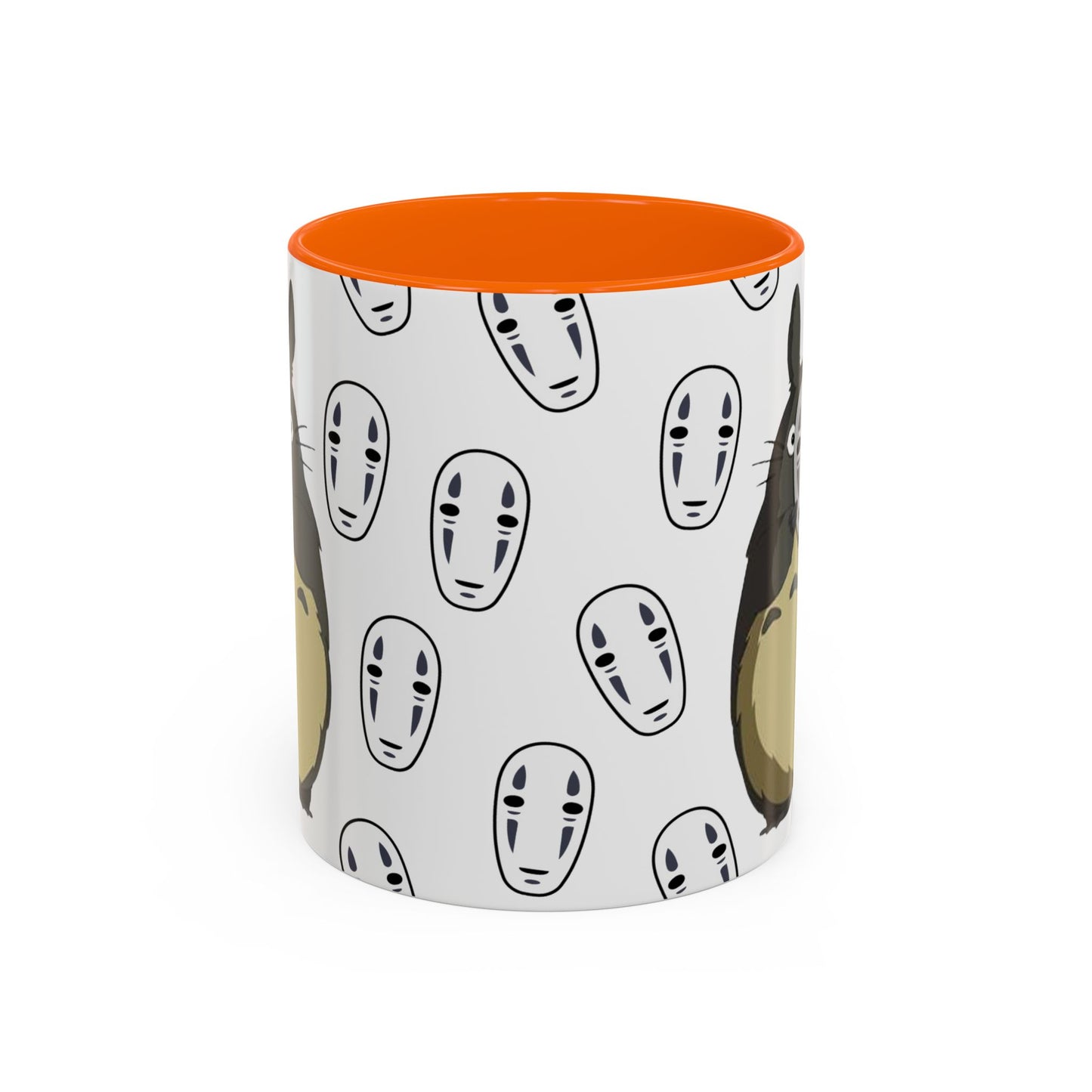 Totoro No Face Mask Accent Mug – Studio Ghibli Color Handle Cup 11oz & 15oz – Cute Anime Crossover Coffee Gift