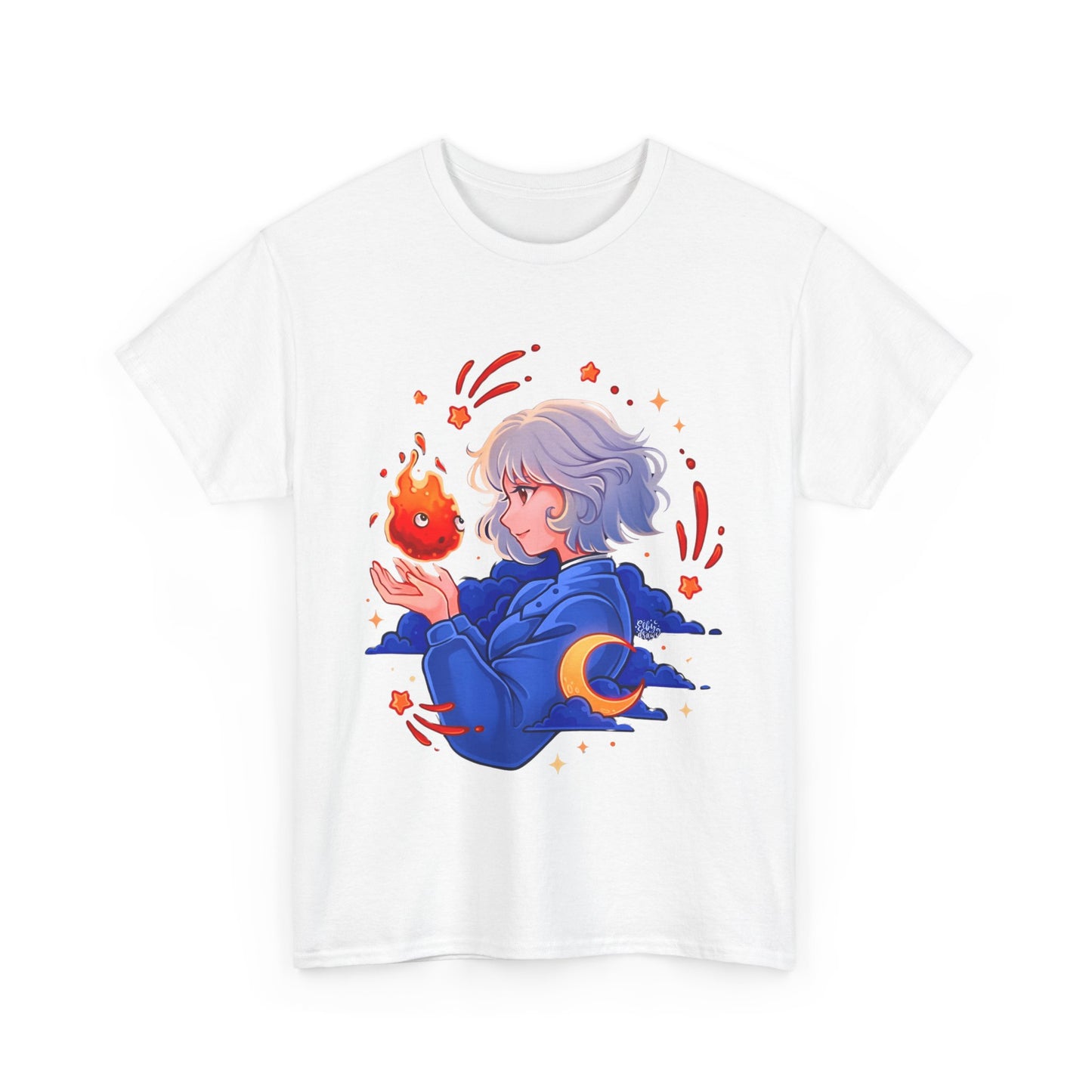 Calcifer and Sophie T-Shirt 100% Cotton Studio Ghibli Fan Tee