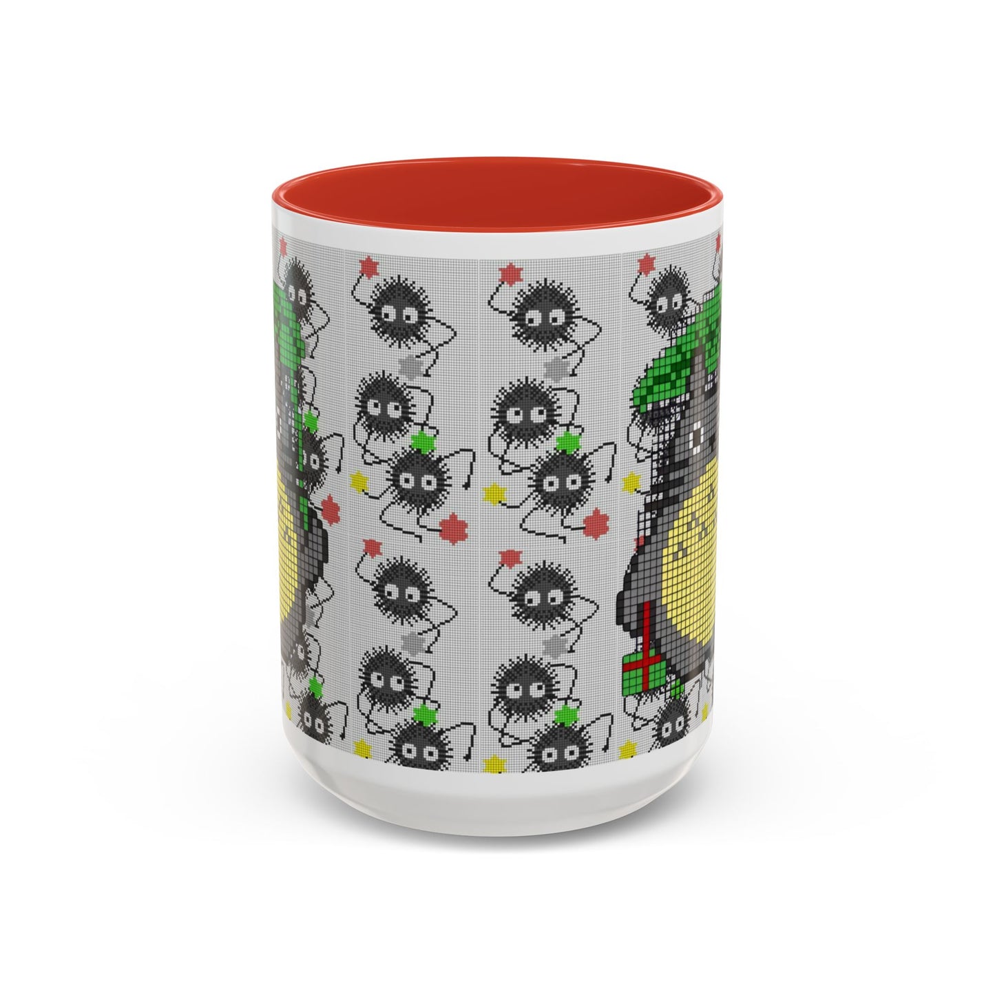 Totoro & Soot Sprites Accent Mug – Color Handle Studio Ghibli Cup – 11oz & 15oz Ceramic Anime Coffee Gift