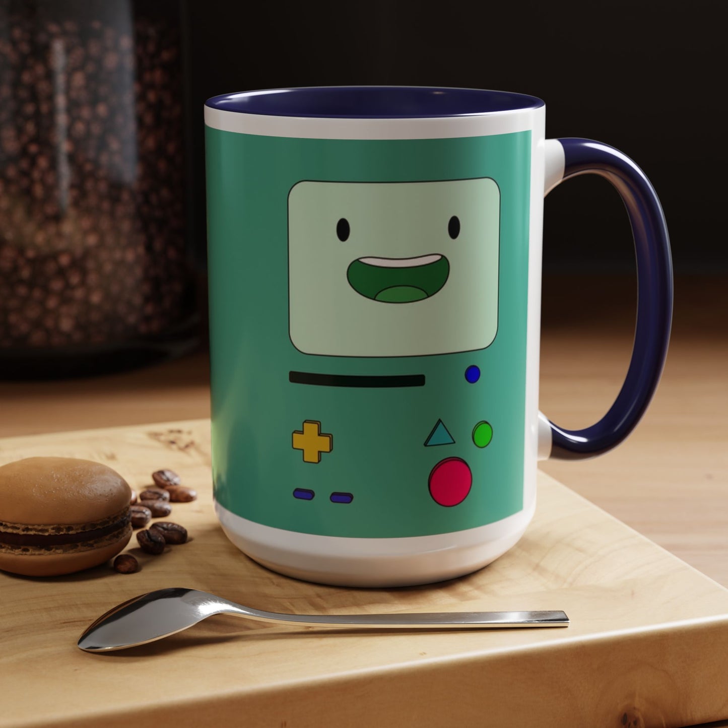 BMO Adventure Time Accent Handle Mug – Colorful Beemo Cup – 11oz & 15oz Ceramic Gift for Cartoon Fans