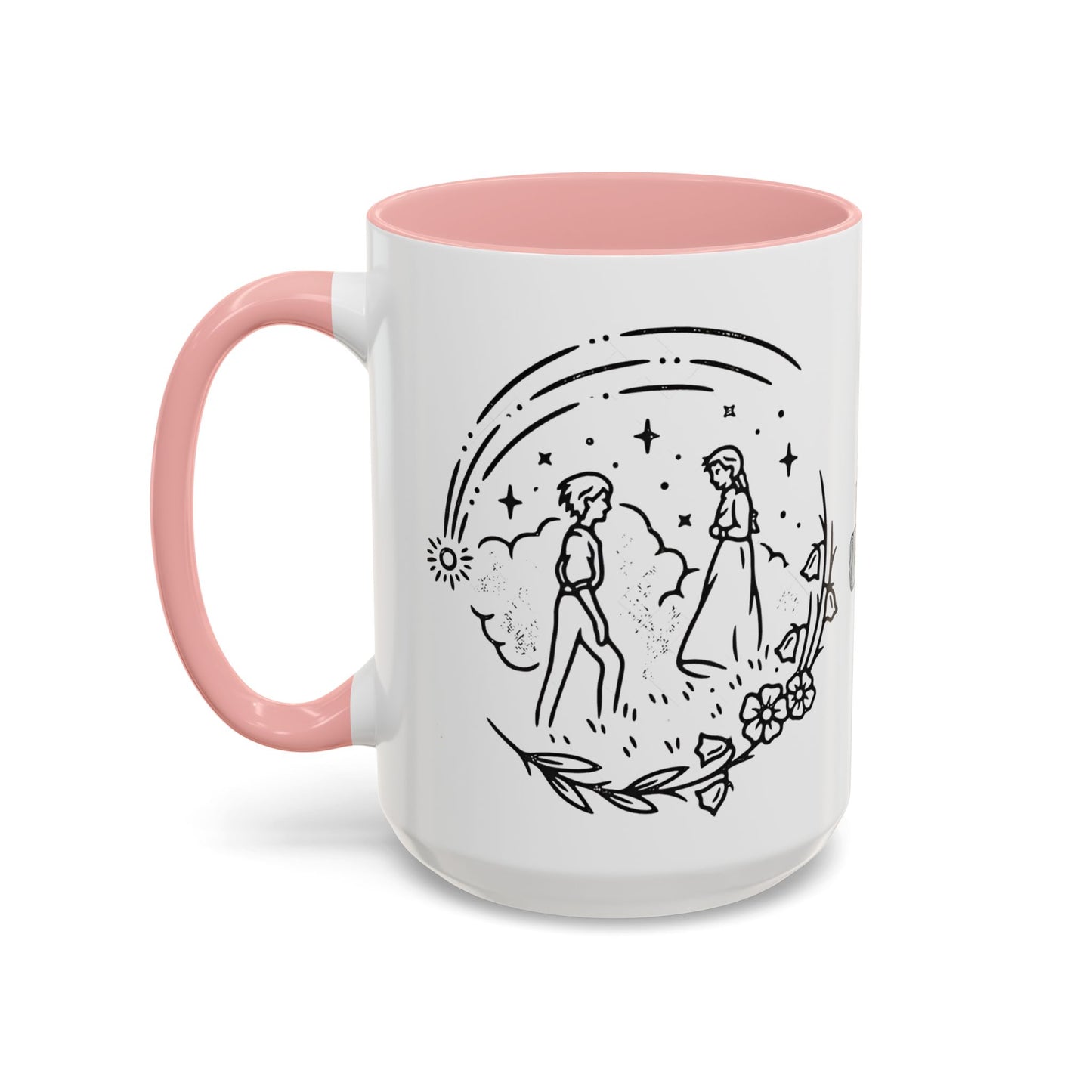 Calcifer Accent Mug – Howl’s Moving Castle Cup with Colored Handle – Studio Ghibli Gift 11oz & 15oz