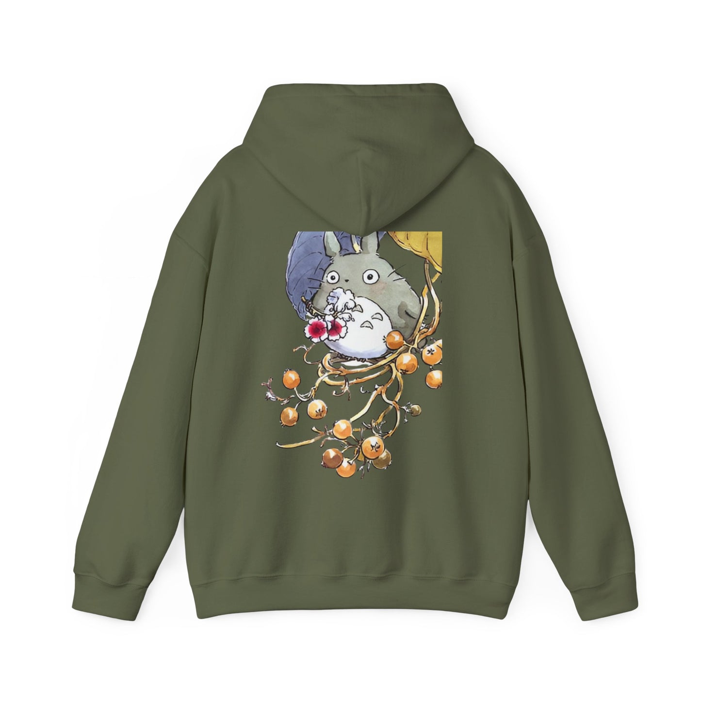 My Neighbor Totoro with Flowers Back Print Hoodie – 100% Cotton Studio Ghibli Floral Hoodie