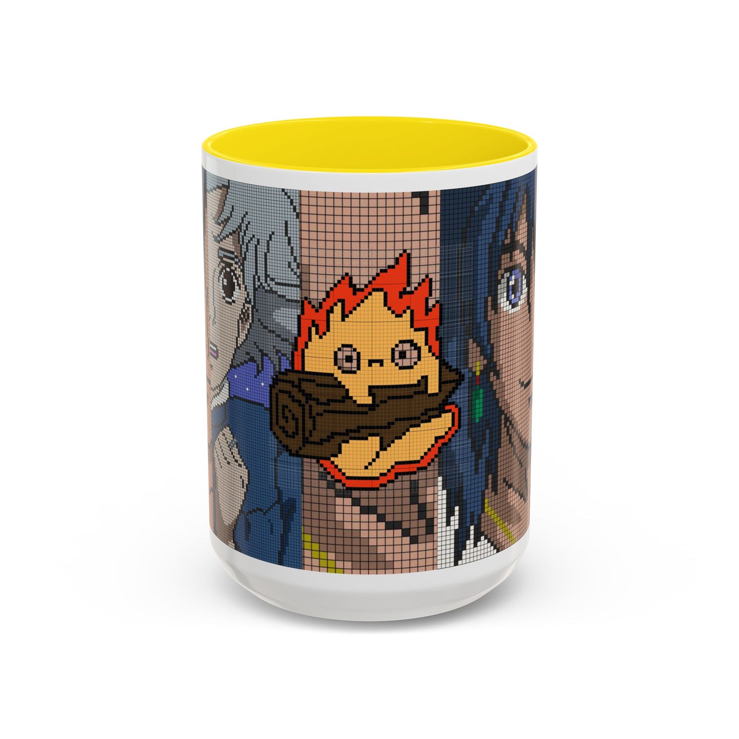 Howl's Moving Castle Pixel Accent Mug – Retro Anime Color Handle Cup 11oz & 15oz – Studio Ghibli Coffee Gift