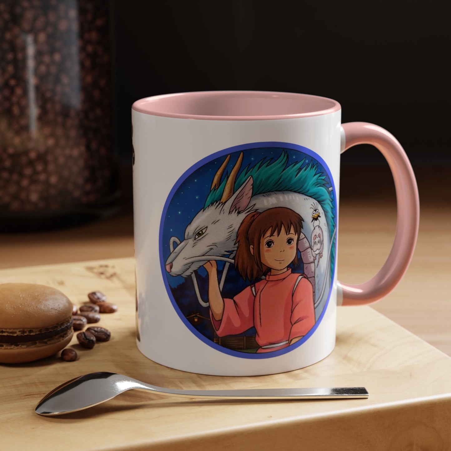 Spirited Away Moments Accent Mug – Color Handle Ghibli Cup 11oz & 15oz – Chihiro and Haku Anime Scene Gift