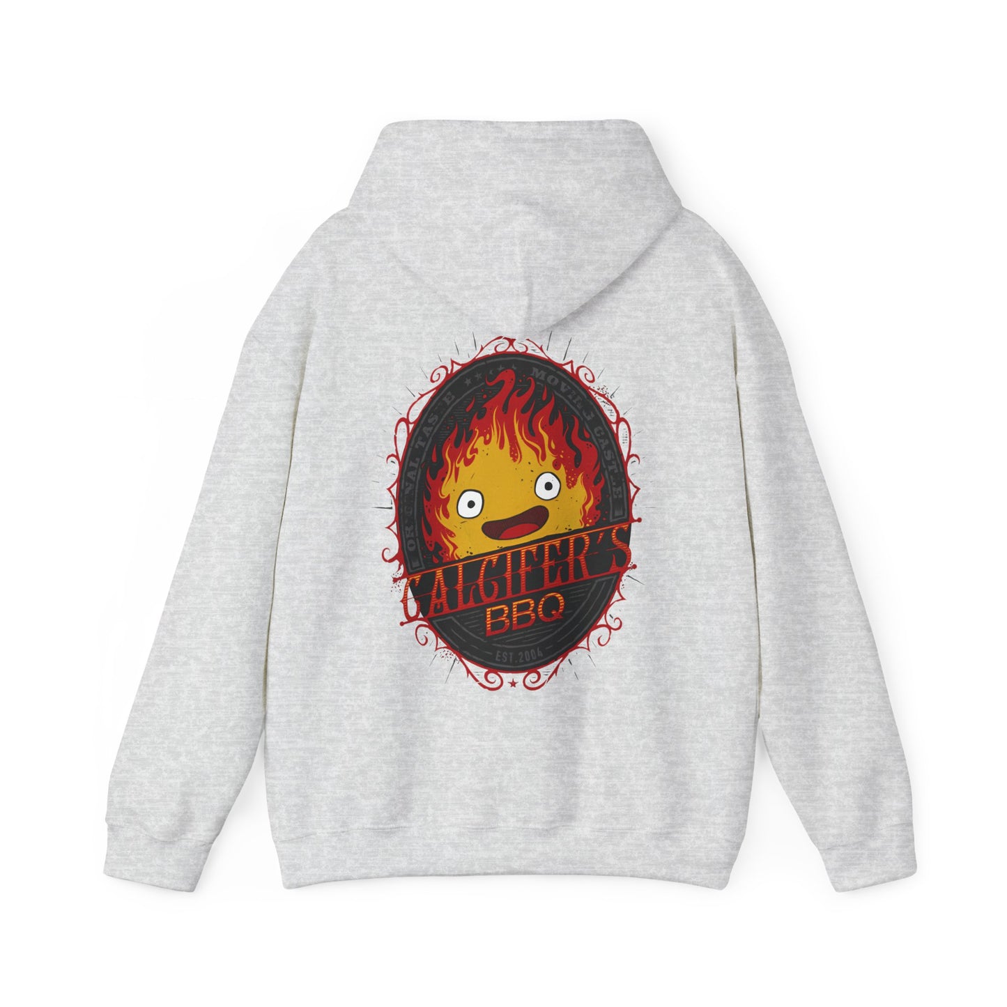 Calcifer BBQ Demon Flame Back Print Hoodie – 100% Cotton Studio Ghibli Fire Demon Hoodie