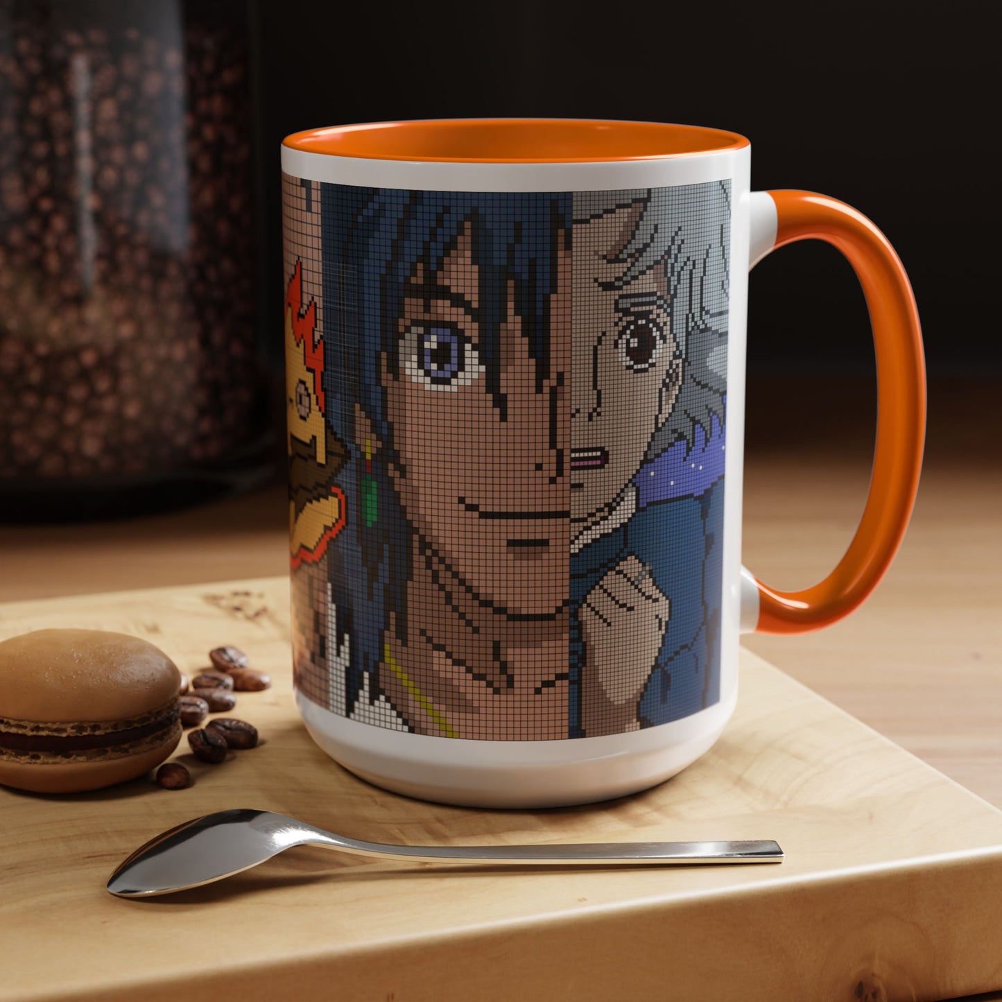 Howl's Moving Castle Pixel Accent Mug – Retro Anime Color Handle Cup 11oz & 15oz – Studio Ghibli Coffee Gift