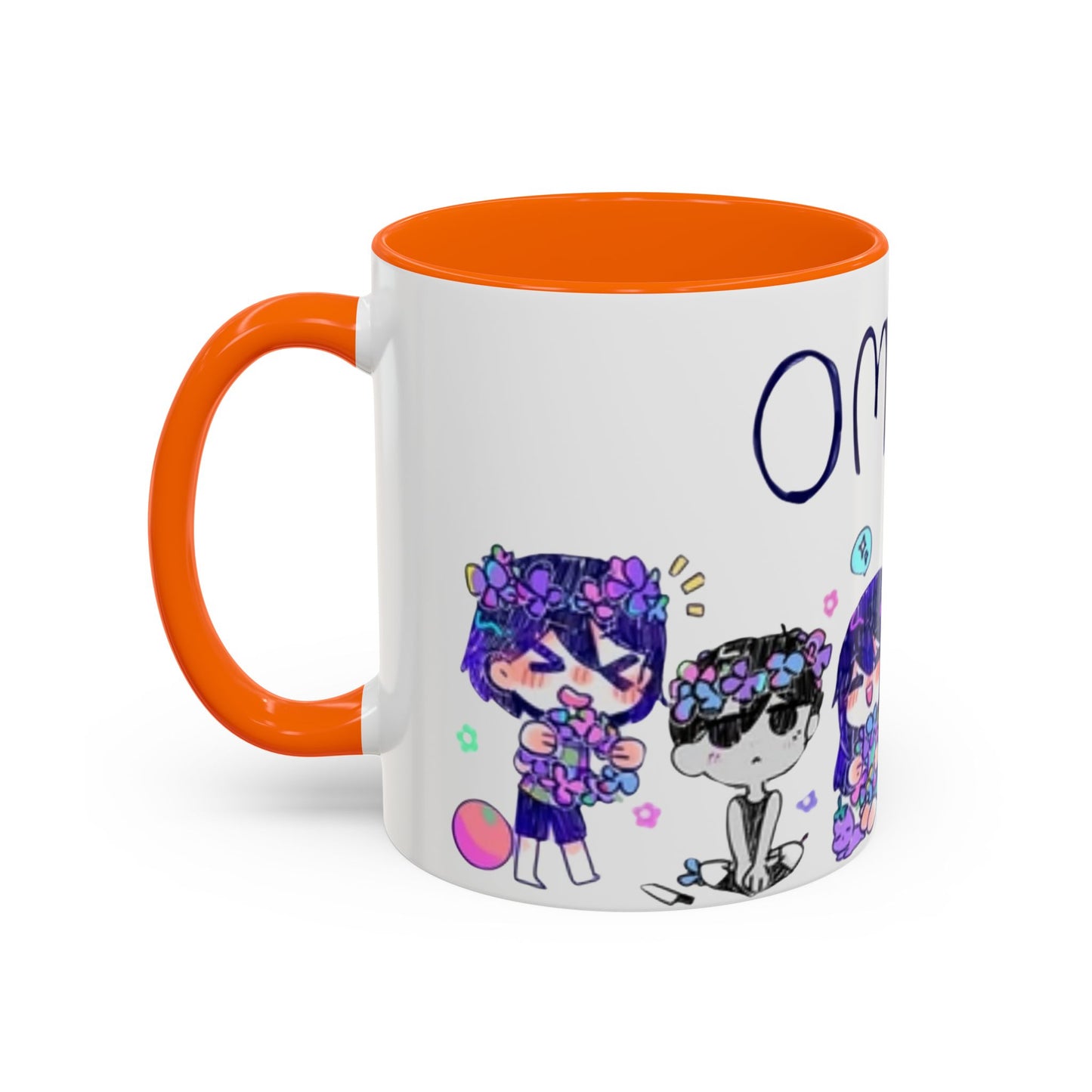 Family Omori Accent Handle Mug – 11oz & 15oz Color Handle Ceramic Cup – Cute Indie Game Gift for Omori Fans