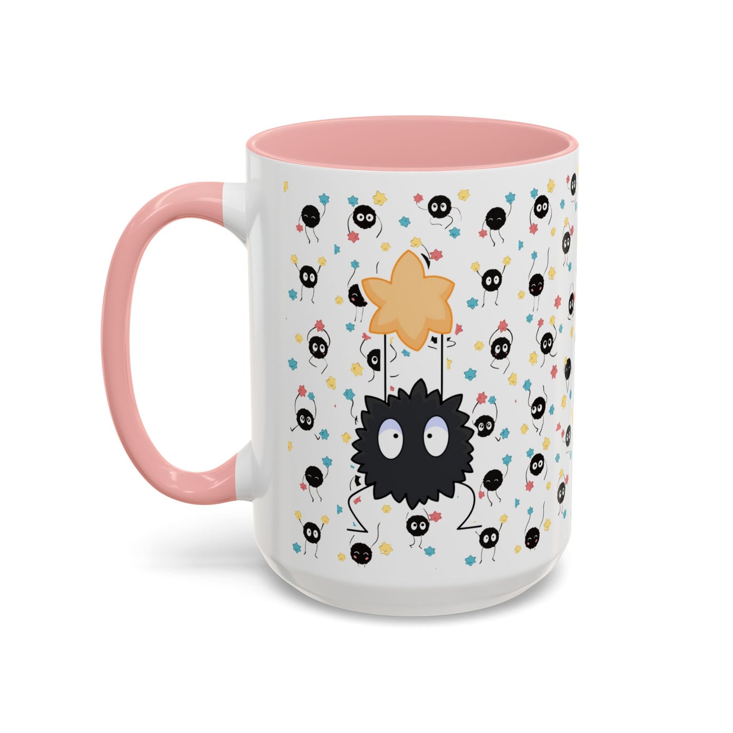 Soot Sprites Accent Mug – Studio Ghibli Color Handle Cup – 11oz & 15oz Ceramic Anime Gift