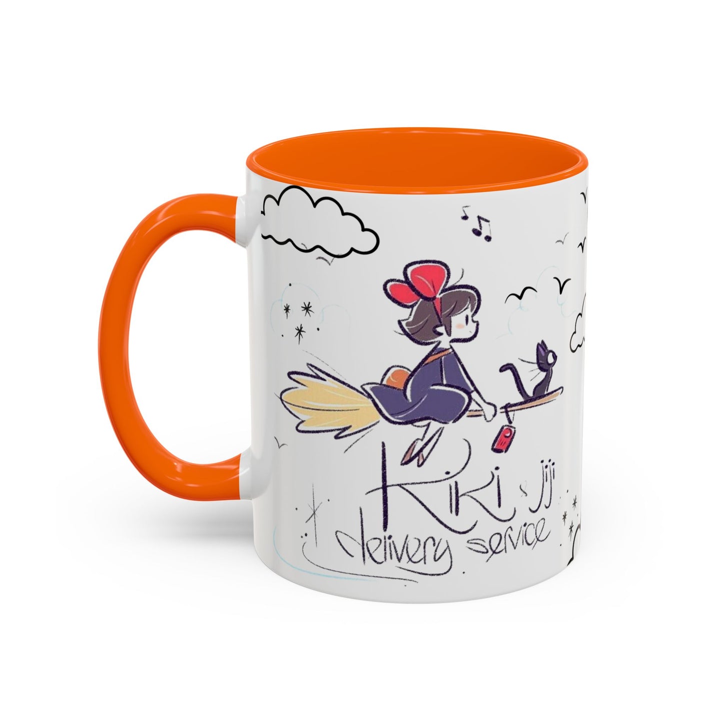 Kiki's Delivery Service Sketch Accent Mug – Studio Ghibli Ceramic Cup – 11oz & 15oz Anime Gift