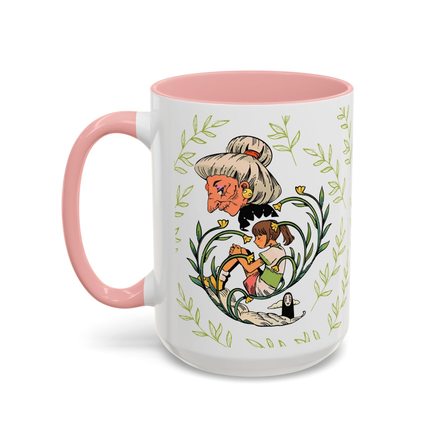 Spirited Away Chihiro Accent Mug – Studio Ghibli Coffee Cup with Colored Handle – 11oz & 15oz Ceramic Anime Gift