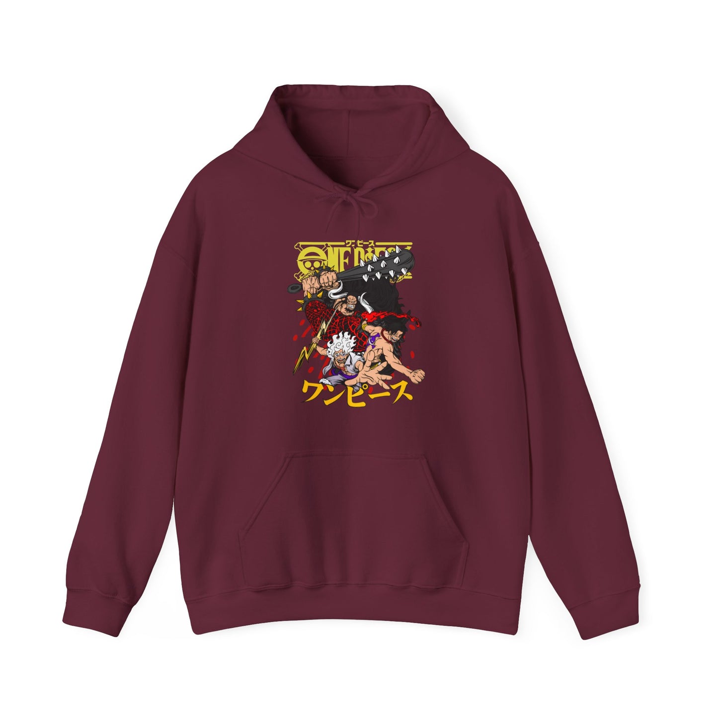 Kaido, Luffy & Ace Hoodie – 100% Cotton One Piece Anime Pullover for True Fans