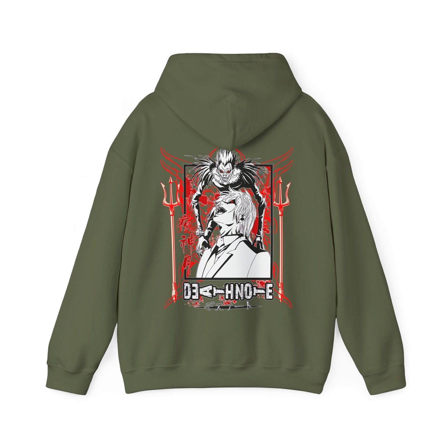 Death Note Back Print Hoodie – 100% Cotton Anime Pullover Featuring Ryuk, Light & L