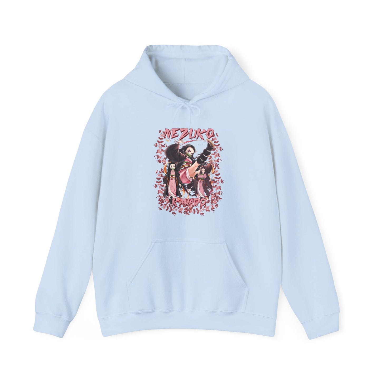 Nezuko Kamado Pink Flowers Hoodie – 100% Cotton Demon Slayer Anime Hoodie for Fans