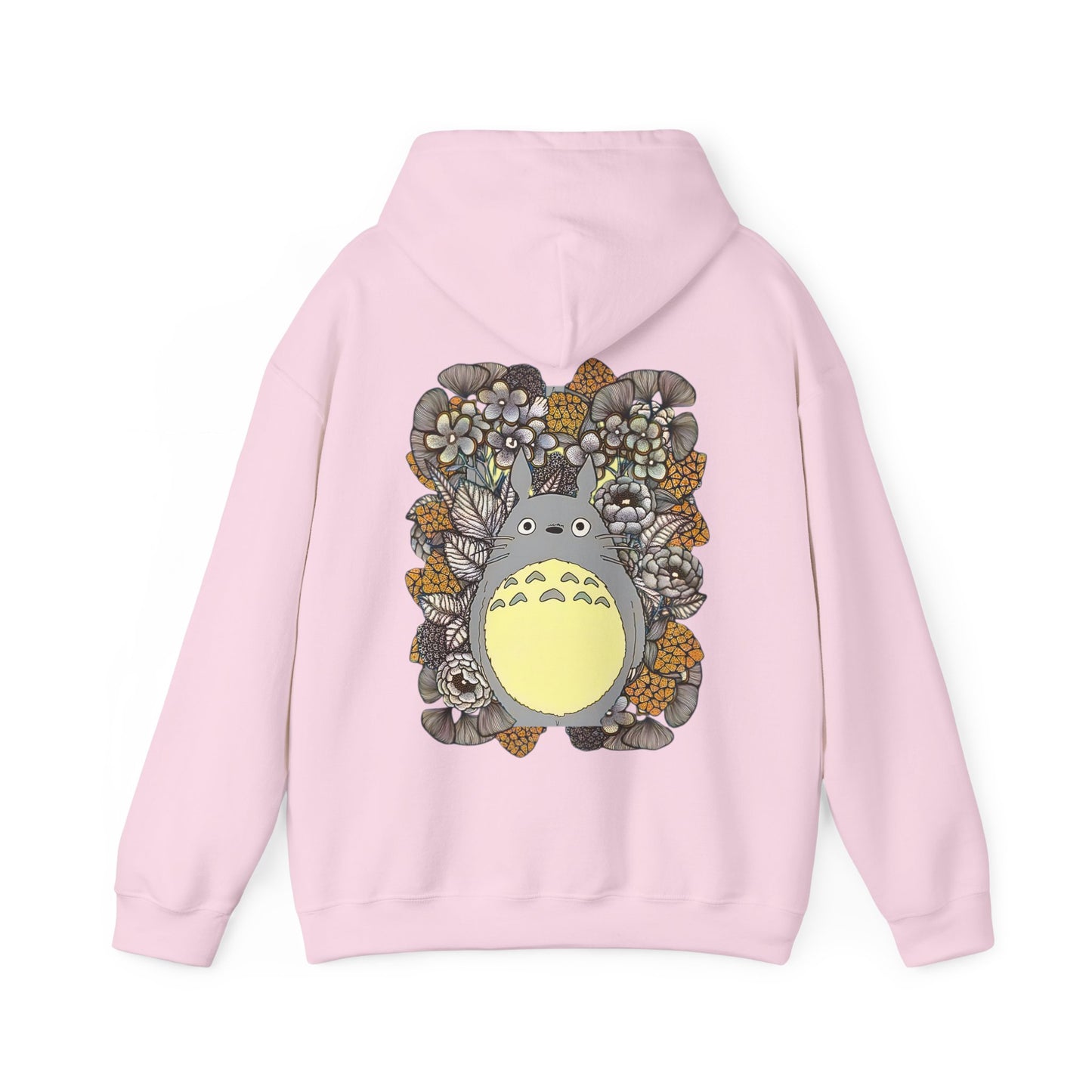Totoro Plants Back Print Hoodie – 100% Cotton Studio Ghibli Hoodie with Totoro and Nature Design