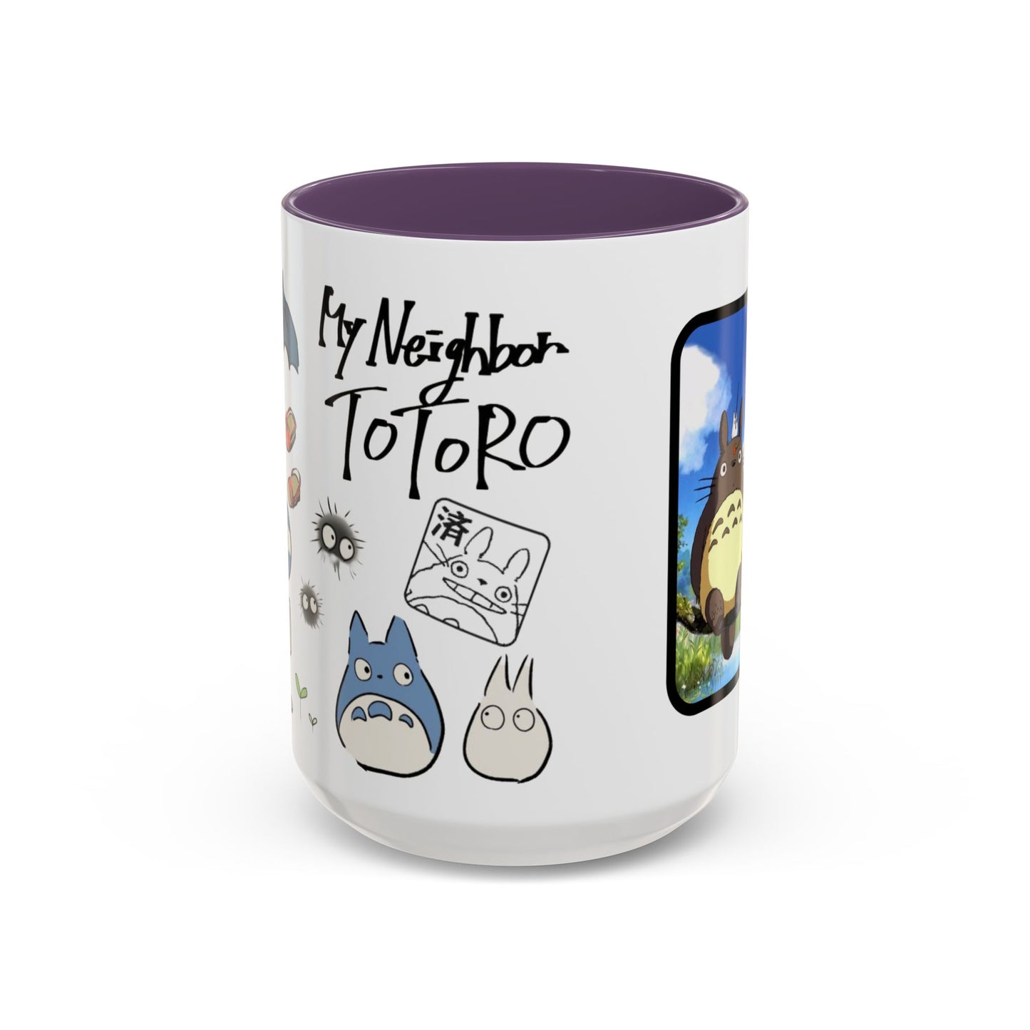 My Neighbor Totoro Accent Mug – Ghibli Collage Color Handle Cup 11oz & 15oz – Cute Anime Coffee Mug Gift