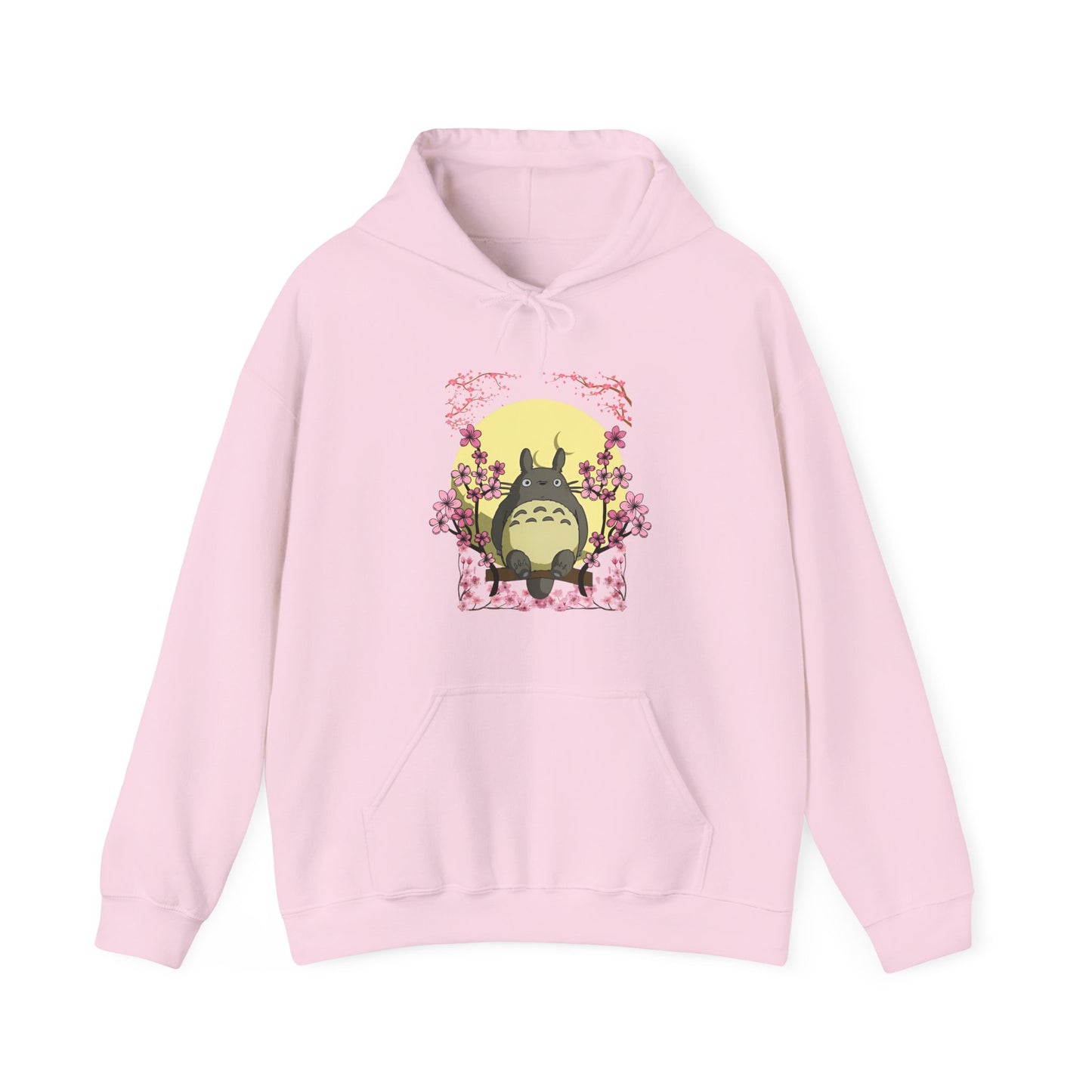 Totoro Sakura Moon Hoodie – 100% Cotton Studio Ghibli-Inspired Cherry Blossom Anime Sweatshirt