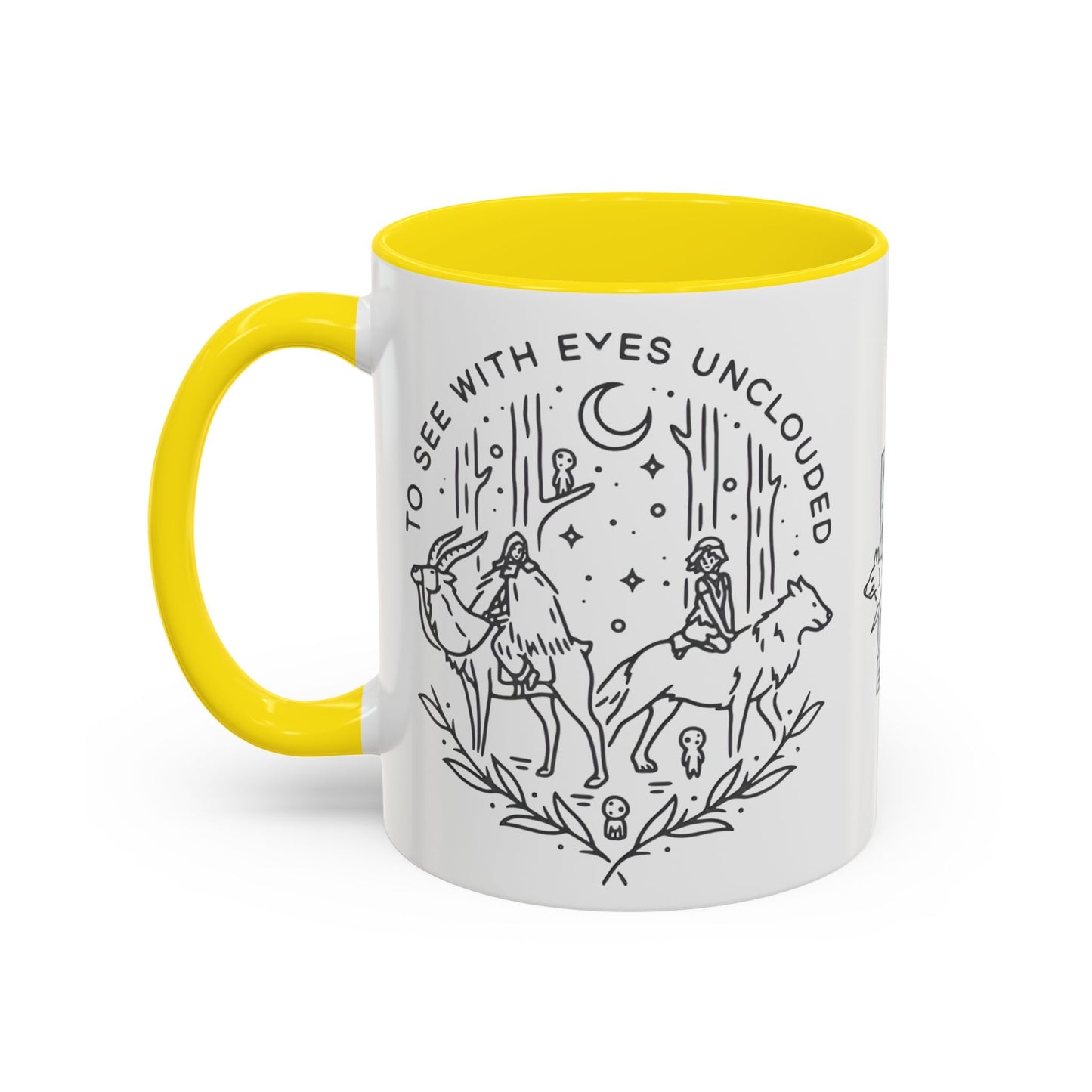 Princess Mononoke Art Accent Mug – Studio Ghibli Coffee Cup with Colored Handle – 11oz & 15oz Ceramic Anime Gift