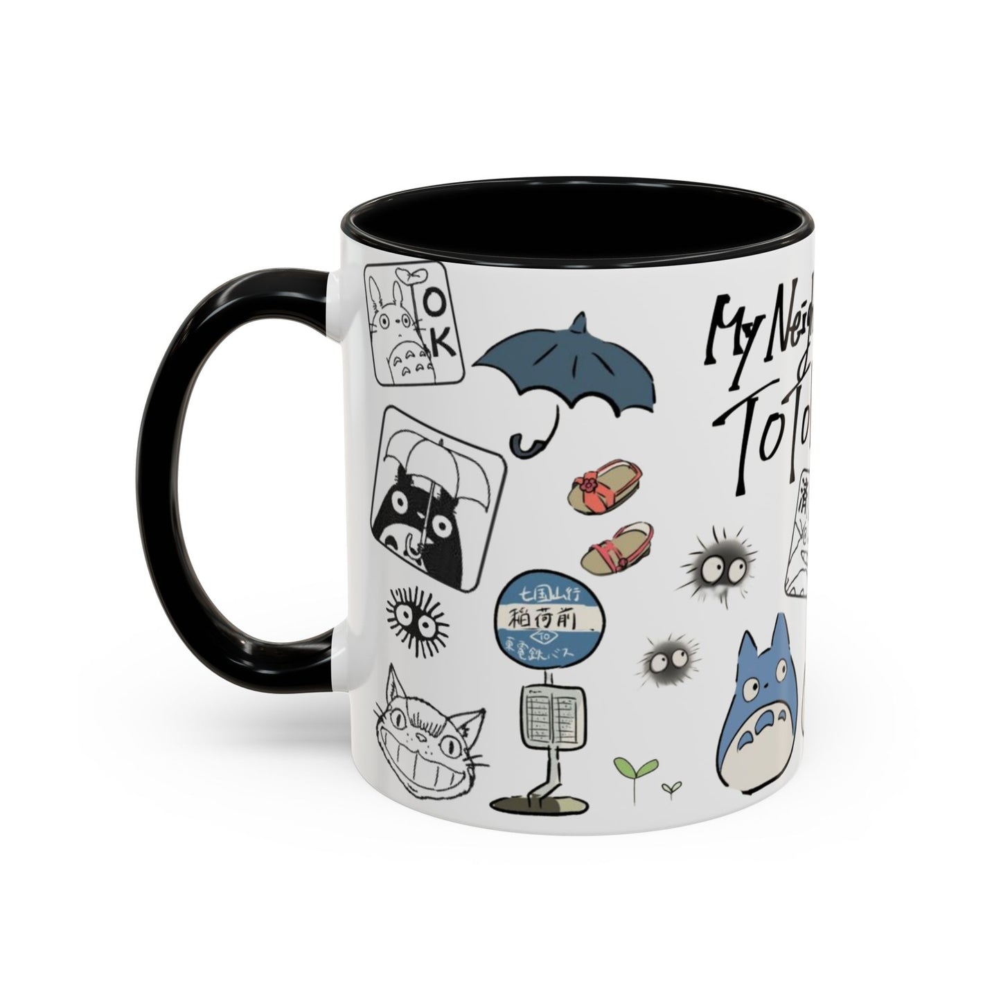My Neighbor Totoro Accent Mug – Ghibli Collage Color Handle Cup 11oz & 15oz – Cute Anime Coffee Mug Gift