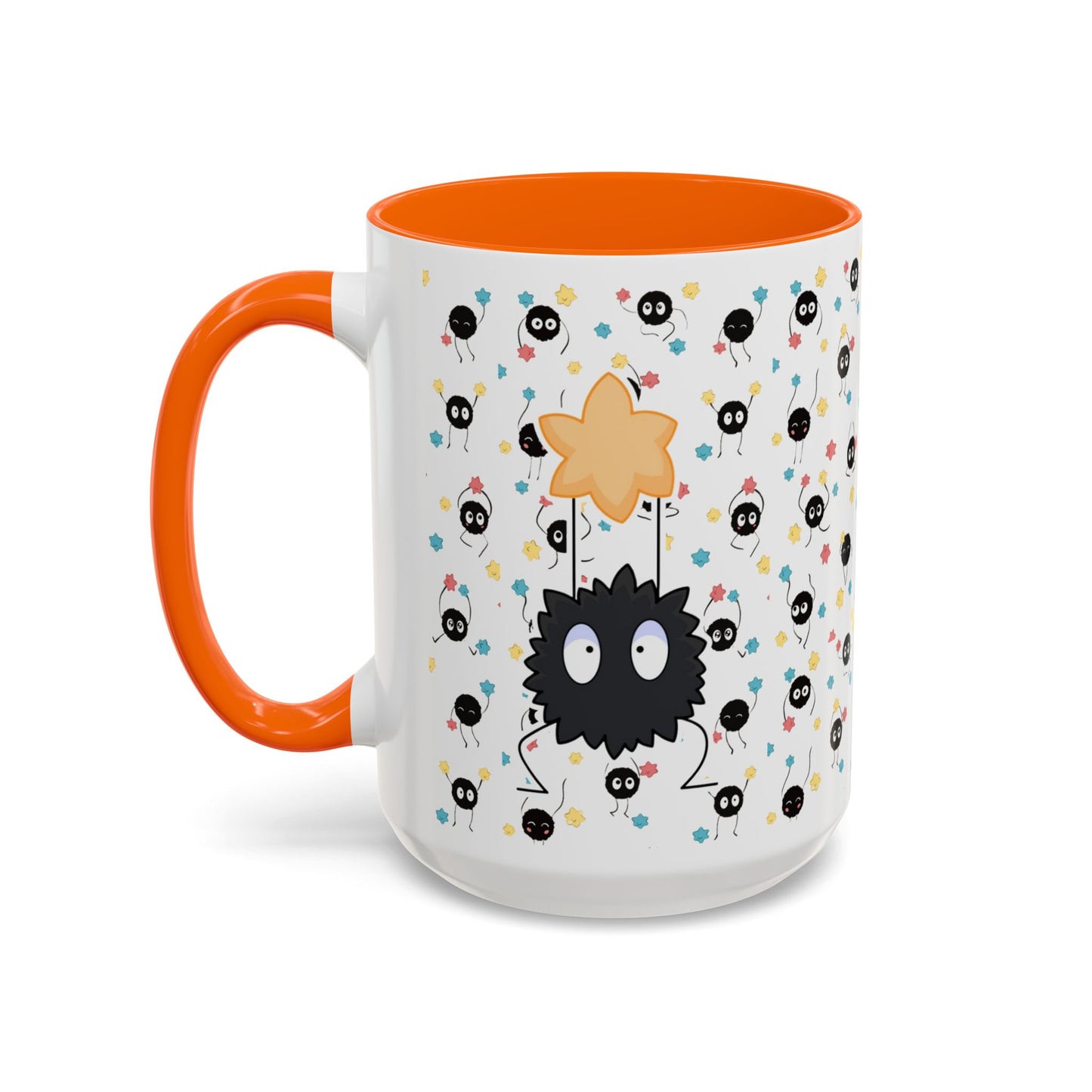 Soot Sprites Accent Mug – Studio Ghibli Color Handle Cup – 11oz & 15oz Ceramic Anime Gift