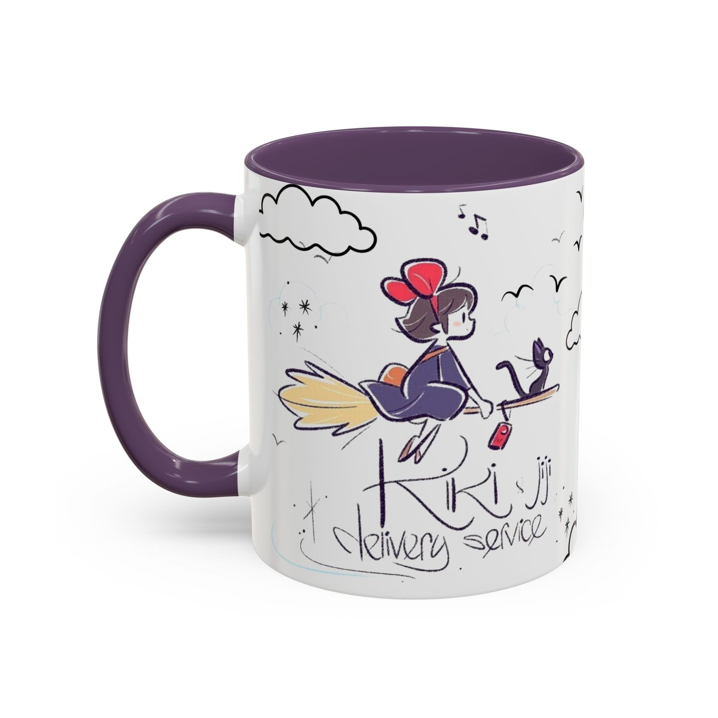 Kiki's Delivery Service Sketch Accent Mug – Studio Ghibli Ceramic Cup – 11oz & 15oz Anime Gift