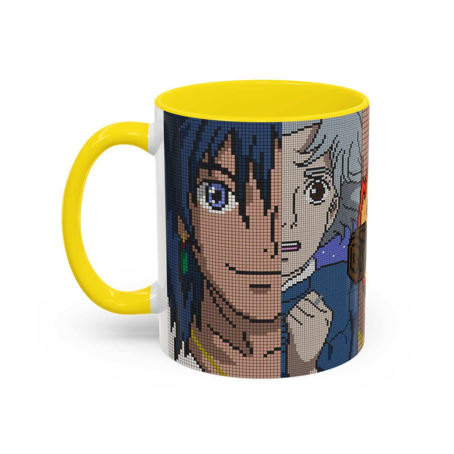 Howl's Moving Castle Pixel Accent Mug – Retro Anime Color Handle Cup 11oz & 15oz – Studio Ghibli Coffee Gift