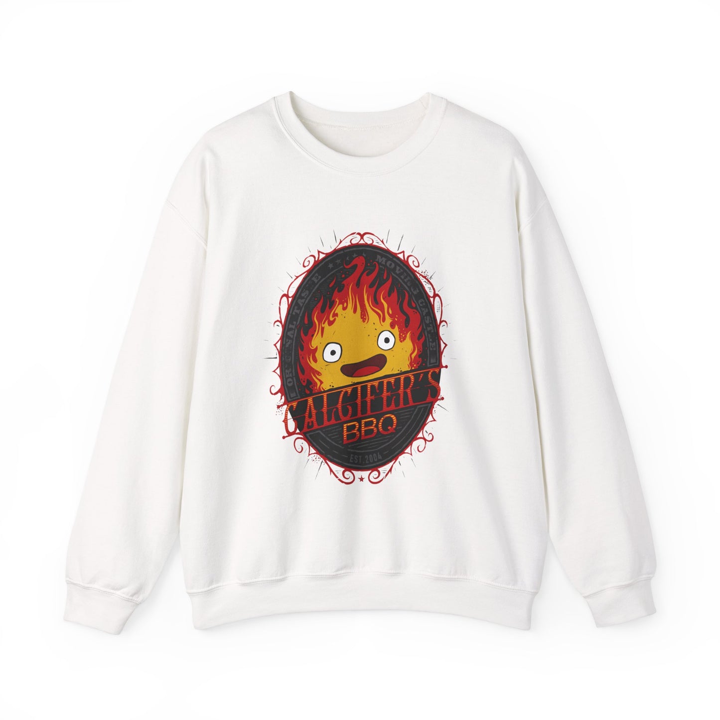 Calcifer BBQ Demon Flame Sweatshirt – 100% Cotton Studio Ghibli Cozy Anime Pullover