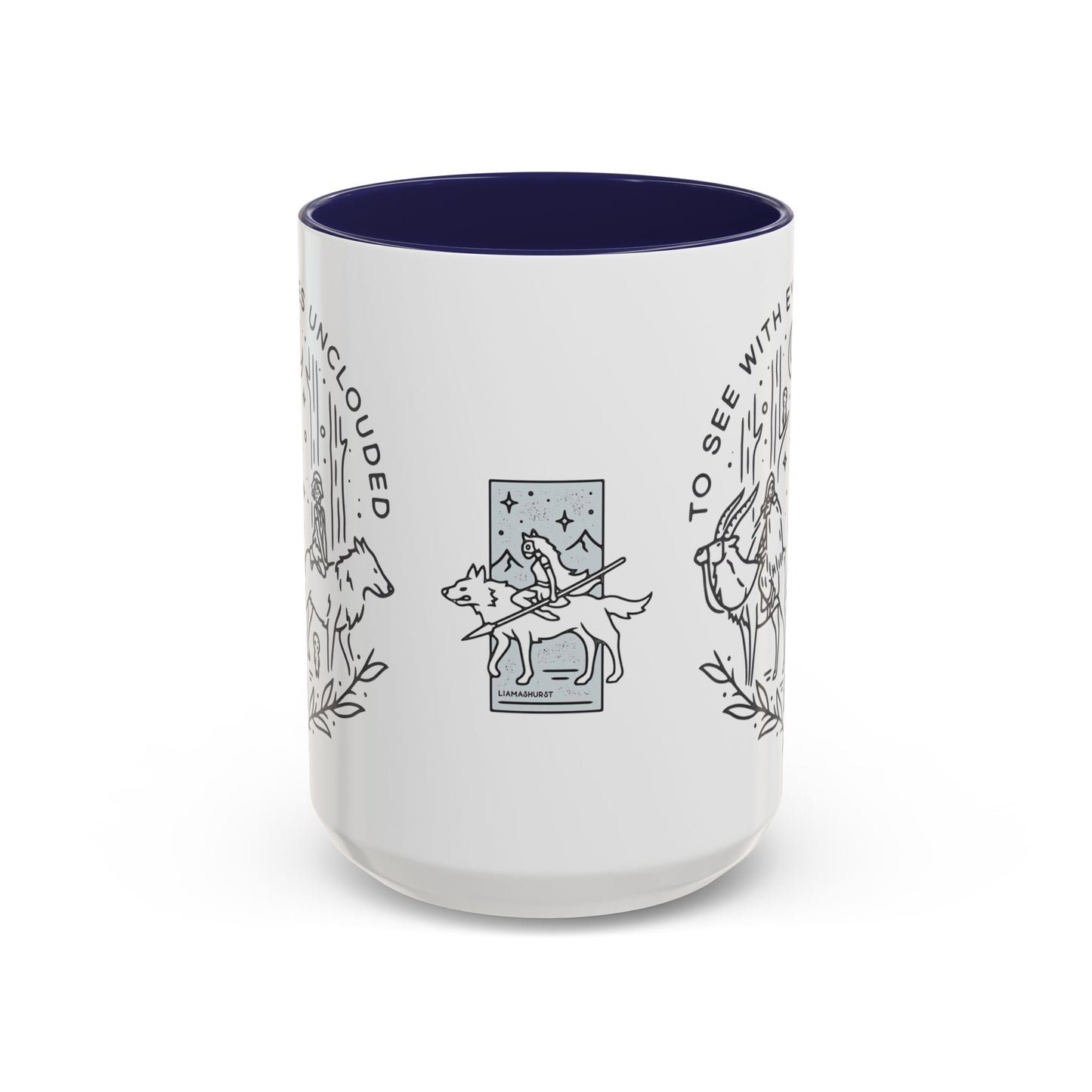 Princess Mononoke Art Accent Mug – Studio Ghibli Coffee Cup with Colored Handle – 11oz & 15oz Ceramic Anime Gift