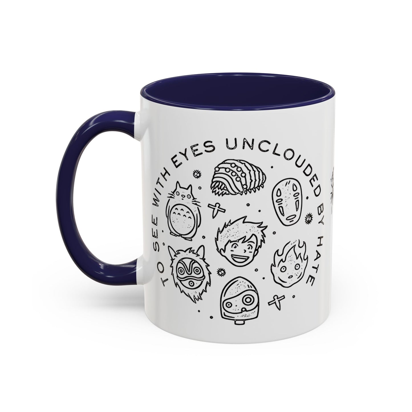 Universe Ghibli Accent Mug – Color Handle Anime Coffee Cup – 11oz & 15oz Studio Ghibli Ceramic Mug Gift