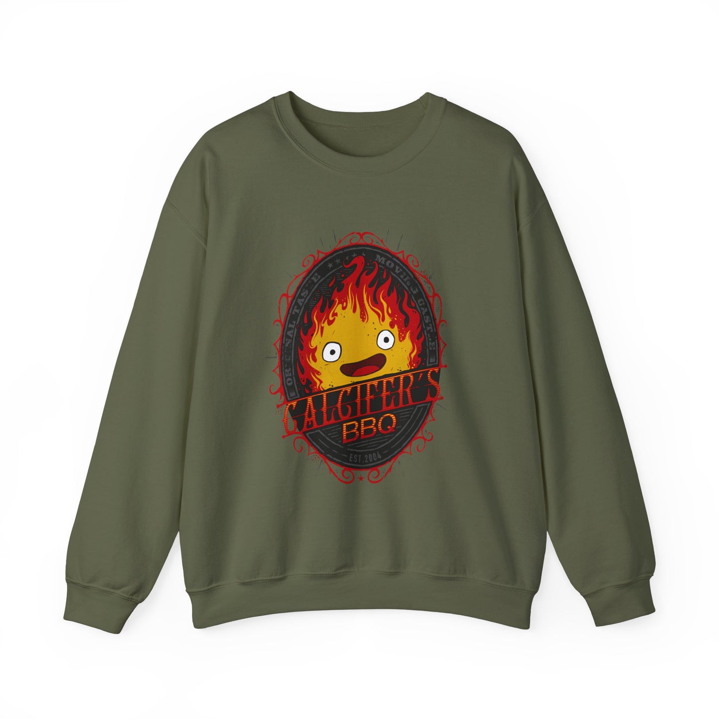 Calcifer BBQ Demon Flame Sweatshirt – 100% Cotton Studio Ghibli Cozy Anime Pullover