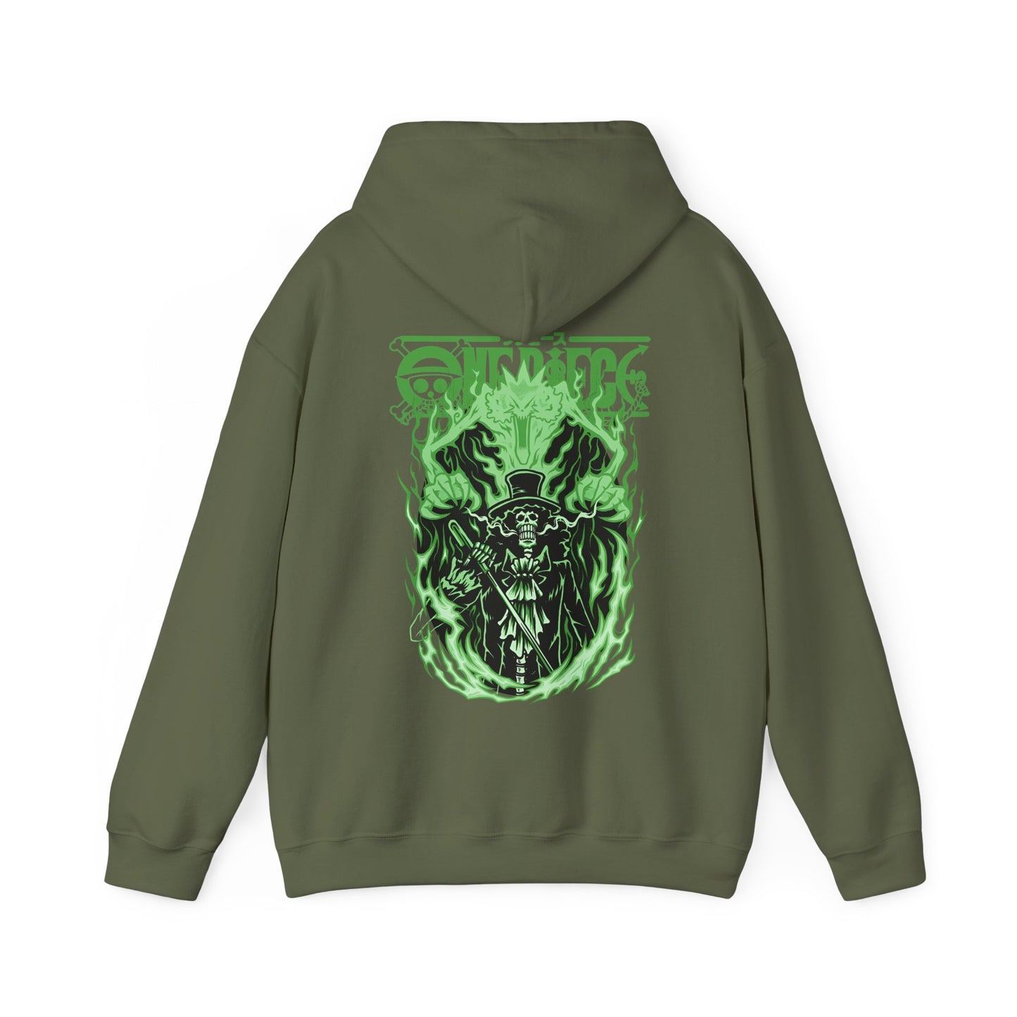 Brook One Piece Hoodie with Back Print – 100% Cotton Anime Pullover for Soul King Fans