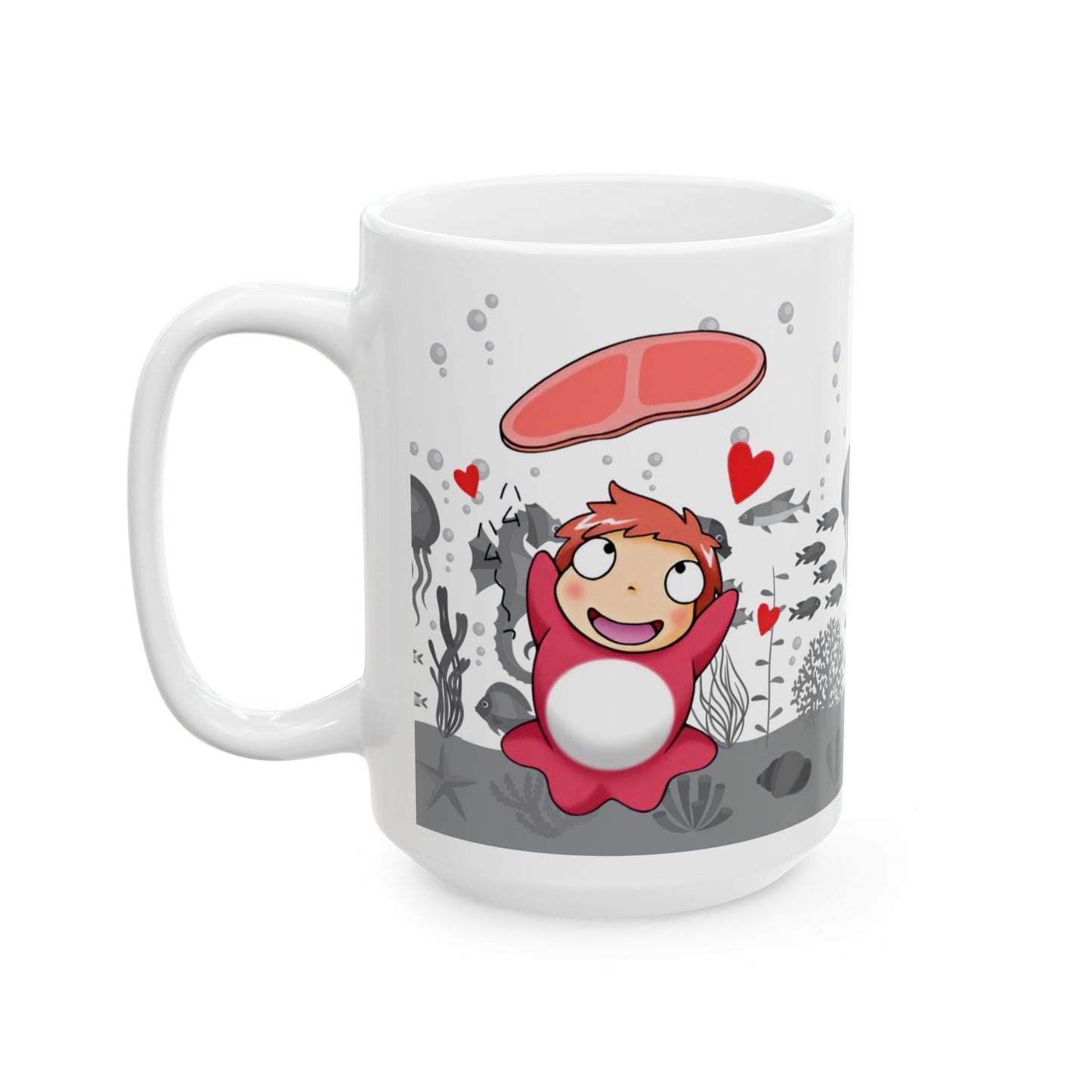 Ponyo Ham Mug – Cute Studio Ghibli Coffee Cup – 11oz & 15oz Anime Drinkware Gift